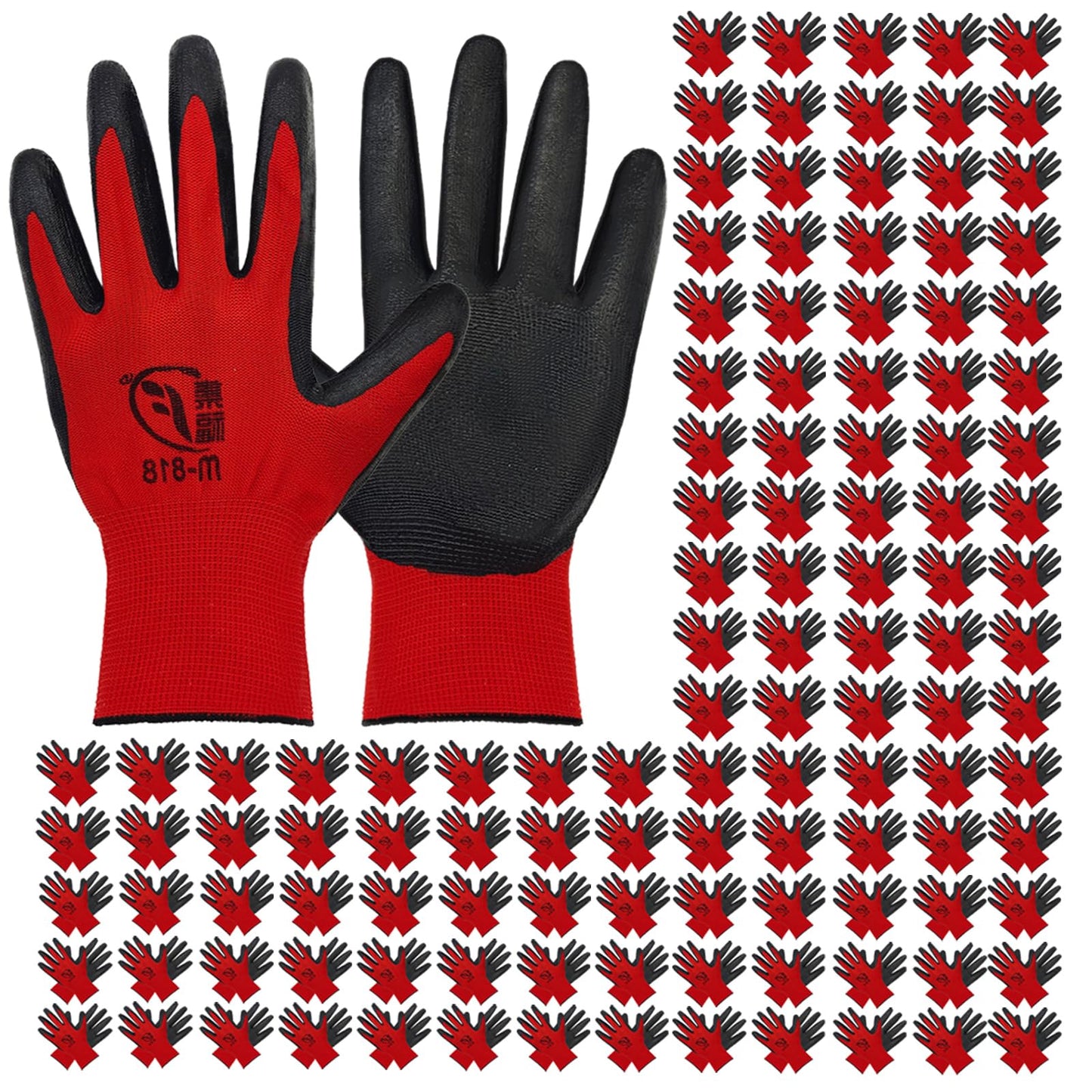 WHEATHUSK 120 Pairs Gardening Work Gloves Bulk for Men Women, Breathable Nitrile Rubber Coated Garden Gloves Dipped Gripping Outdoor Working Gloves for Construction, Gardening, 9.1 Inch
