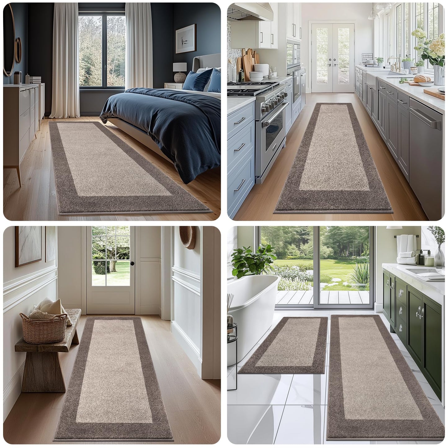 DOMUSTEX Machine Washable Kitchen Rug 24" x 96", Non Slip Kitchen Mat for Floor, Absorbent Entrance Runner Rug for Bedroom, Hallway, Bathroom, Door (Roll Packing)