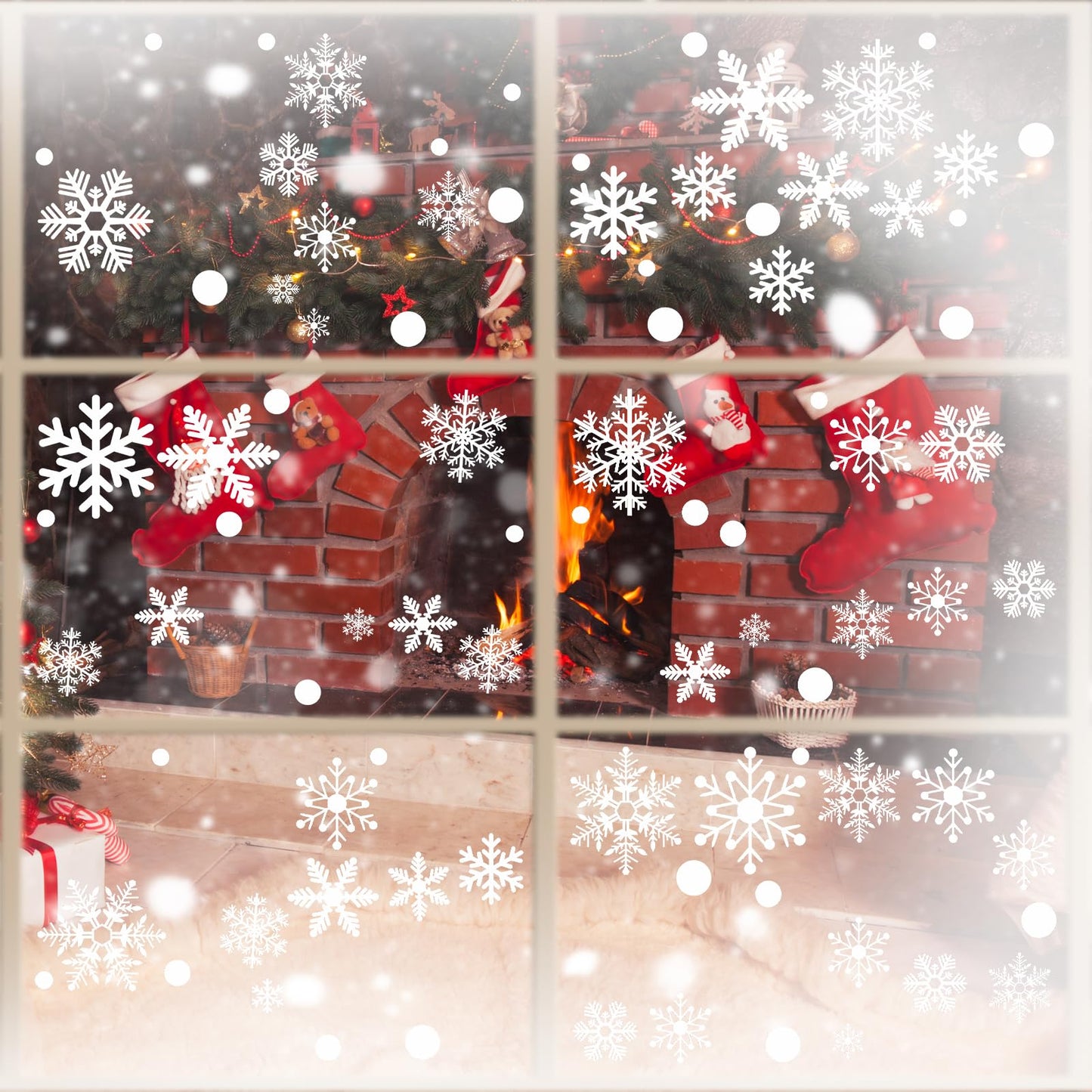 Afmivs Snowflake Window Clings for Glass Windows Snow Spray, 321PCS Christmas Window Clings Winter Xmas Holiday Window Stickers Decals Decor, 9 Sheets Christmas Decorations for Office Clearance Indoor