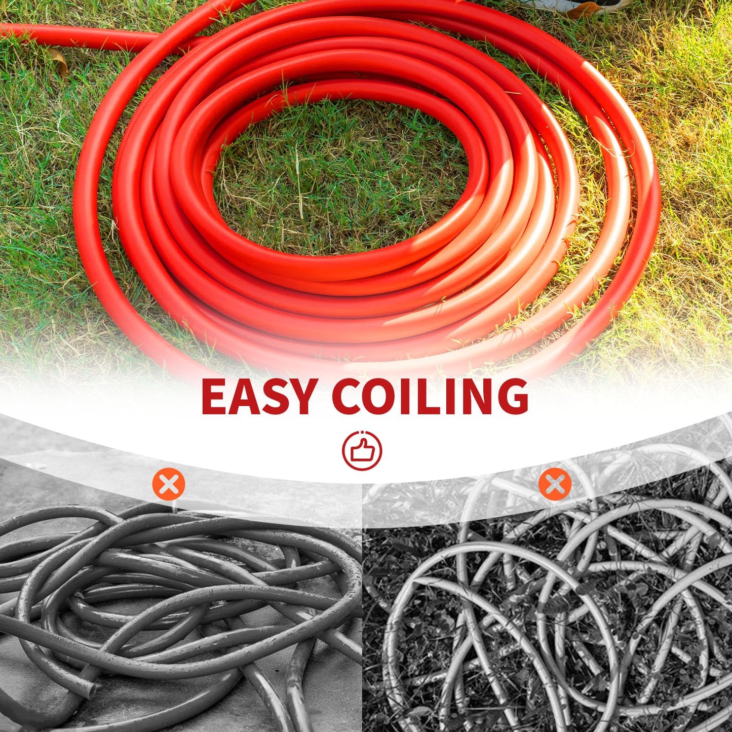 BLENDLITE Garden Hose 25 ft x 5/8” Hot/Cold Water Hose,-50°F to 190°F,Burst 600Psi Flexible & Lightweight Upgraded Rubber Hoses,3/4” Solid Fittings for All-weather Outdoor Lawn & Garden