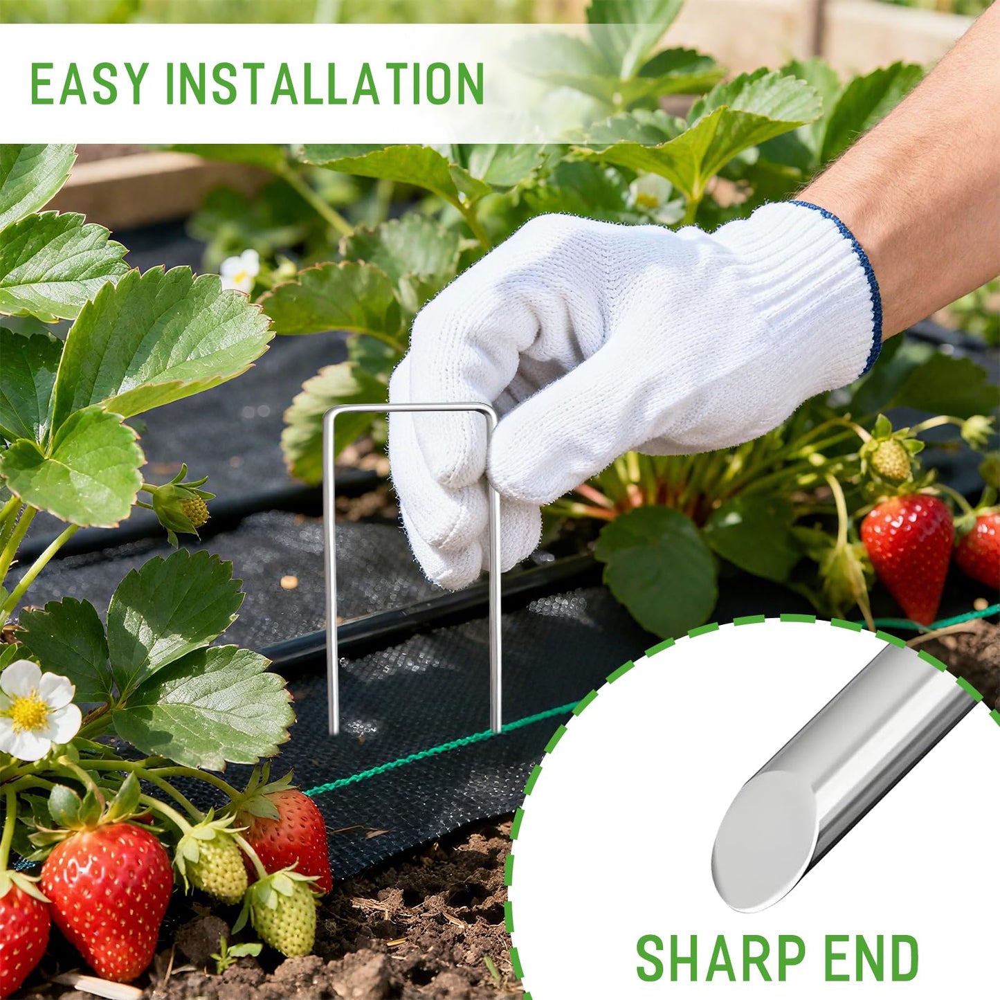Zevlux Landscape Staples Galvanized Garden Stakes,4 inch 50 Pack 12 Gauge Heavy Duty Garden Pins for Fences, Lawns, Weed Barriers and Landscape Fabrics, Irrigation Hose,Yard Lawn, Landscape Fabric.