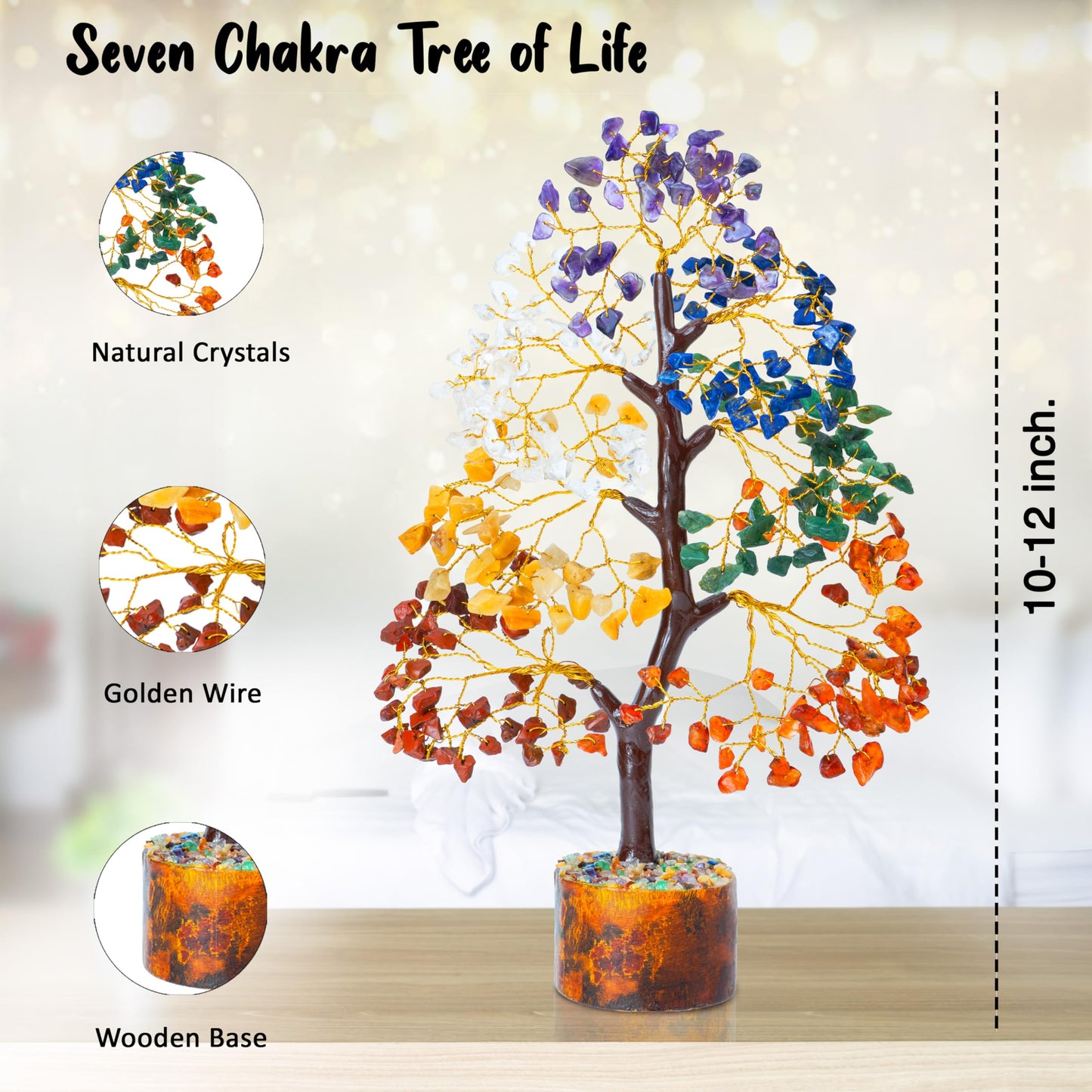 Crocon® 7 Chakra Crystals Tree of Life Birthday Gifts for Women, Men & Friends | Home & Office Decor, Money Tree Healing Crystals Gift | Mom Gift Ideas Housewarming Gifts New Home Sister & Dad