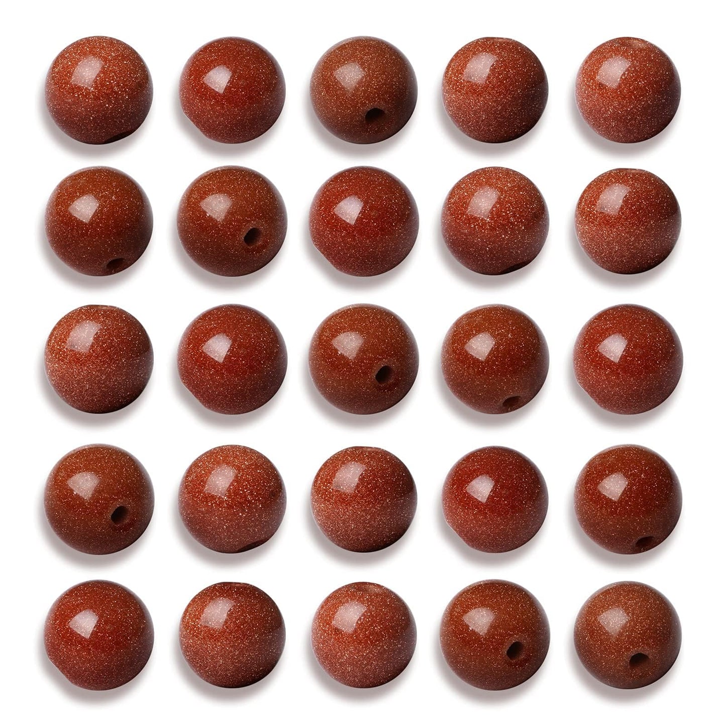 NITOPUPU 100Pcs 8mm Smooth Gold Sandstone Beads Round Loose Gemstone Stone Beads for Jewerly Making with Crystal Stretch Cord