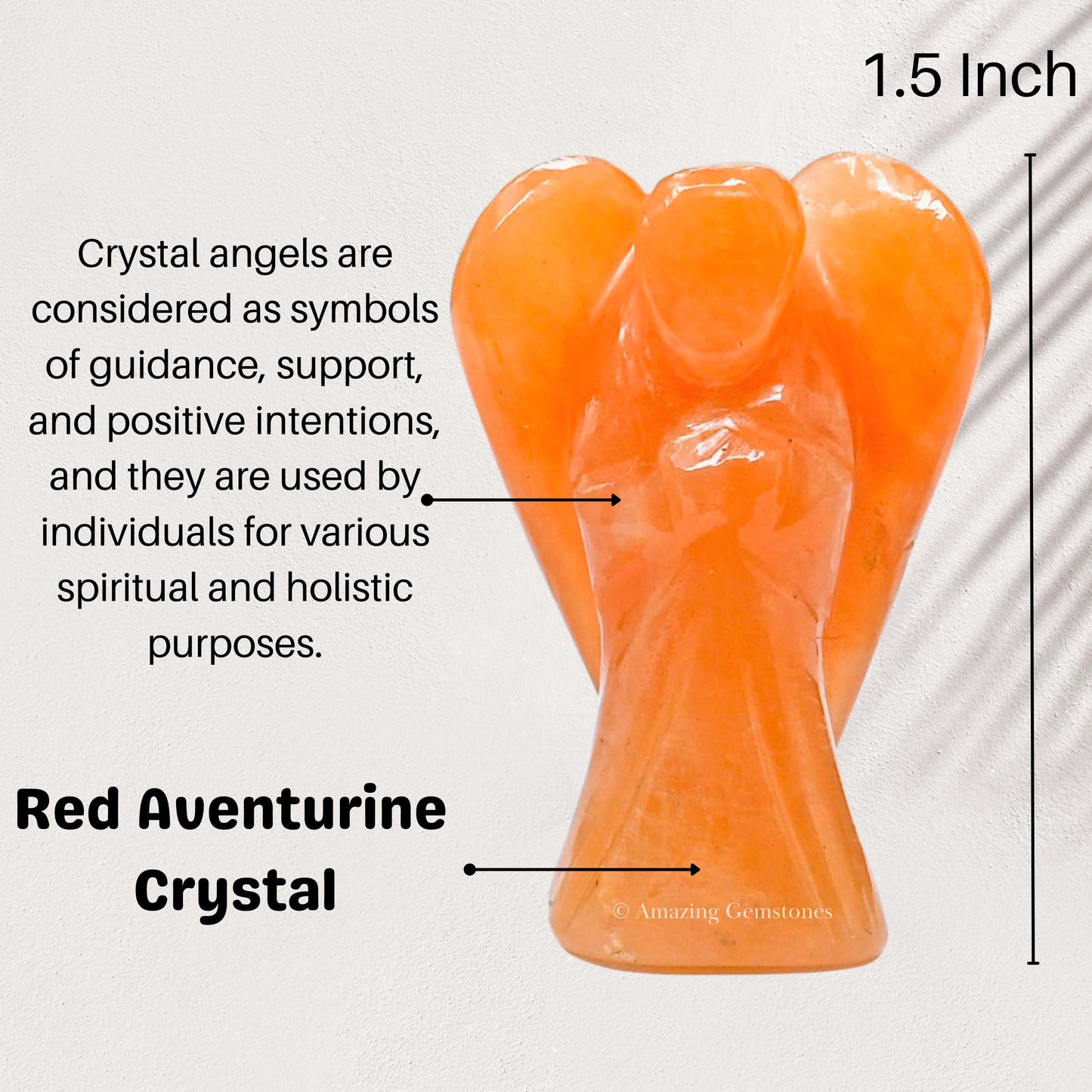 Amazing Gemstone Red Aventurine Angel - Red Aventurine Crystal Angel and Pocket Guardian Angel Crystal Figurines (1.5 inches)