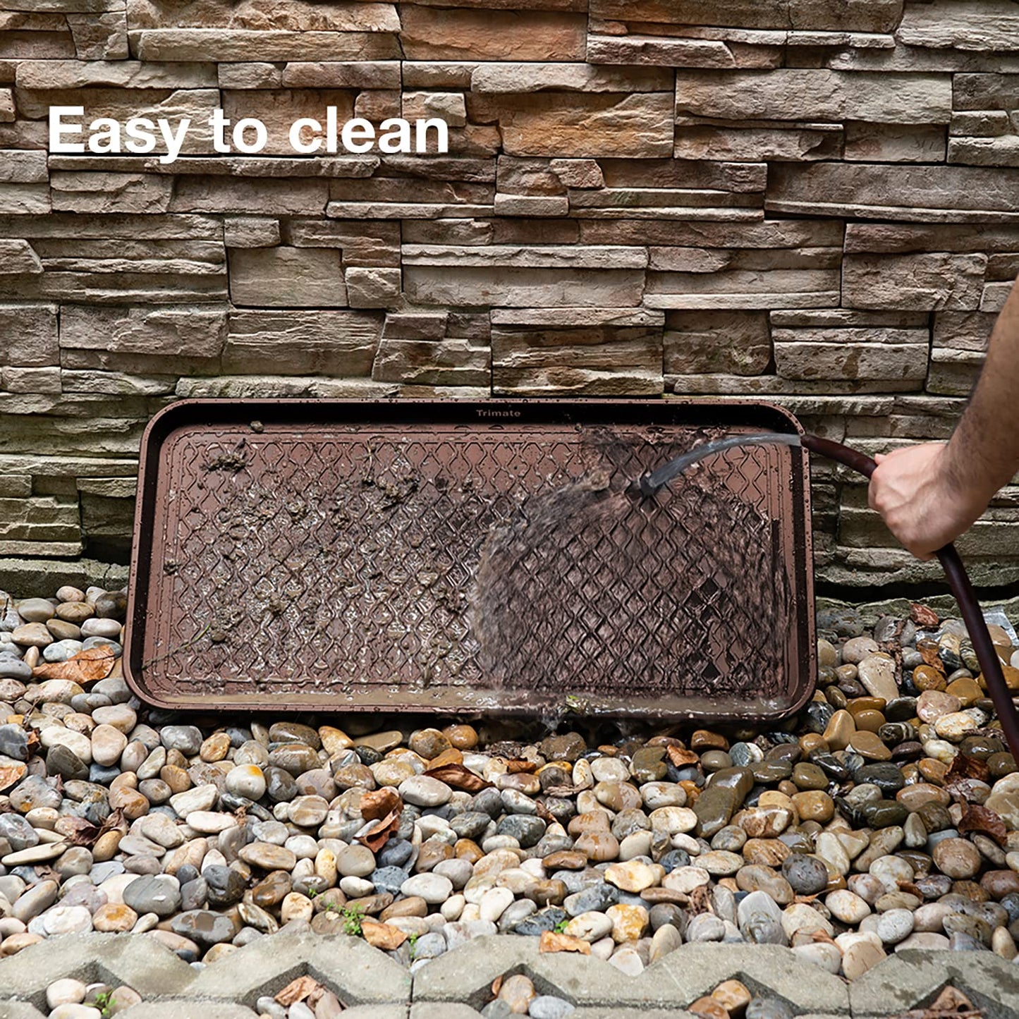 Trimate All Weather Boot Tray, Extra Large Size Water Resistant Plastic, Multi-Purpose for Shoes, Pet Feeding Trays, Mudroom Entryway, Garage, Indoor or Outdoor – Extra Large, 40”x20”(Brown)