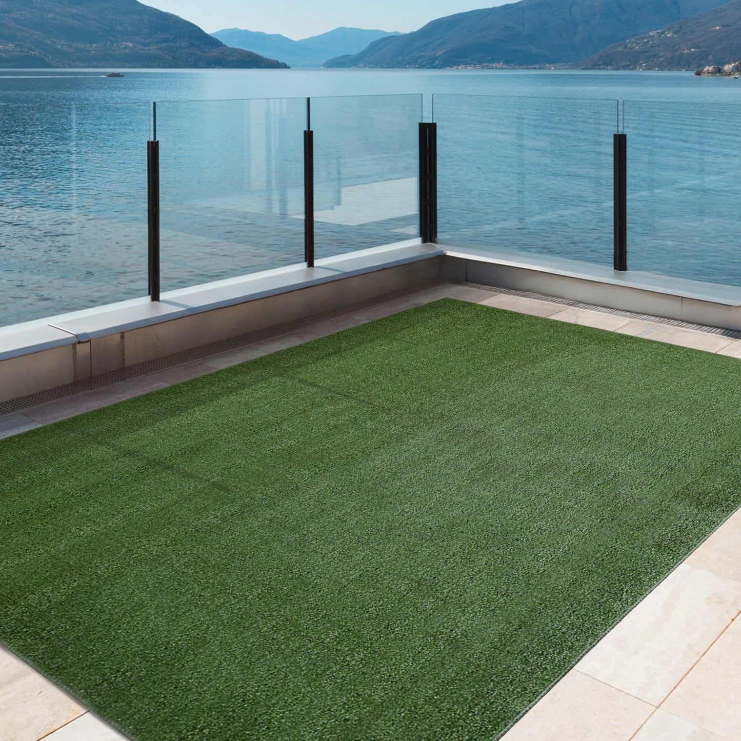 iCustomRug Synthetic Grass Rug – 4 x 10ft Lawn Green Turf Carpet for Patios, Yards, Boats, Camping – Indoor/Outdoor Use