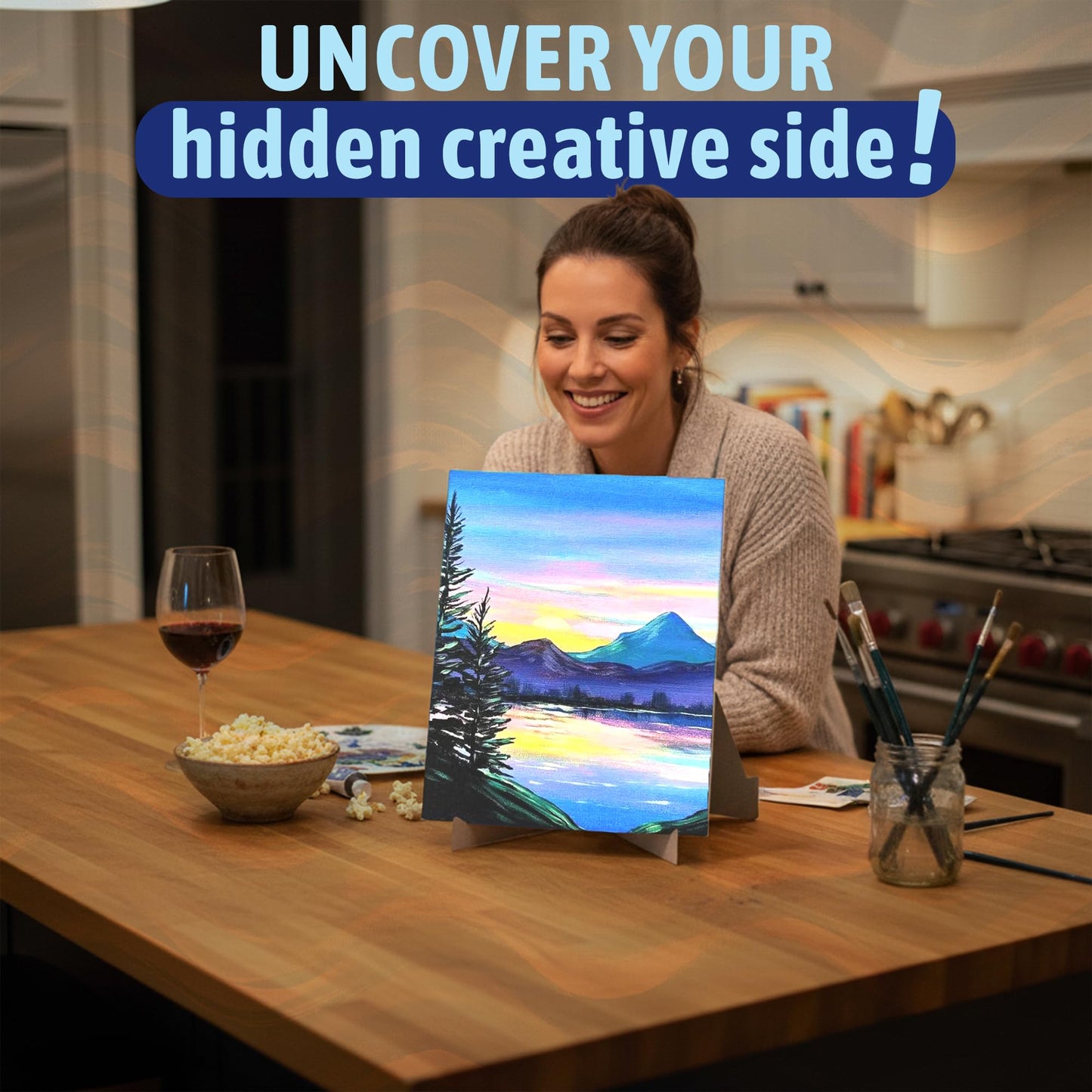 Painting to Gogh – Sunset Sonata - Painting Kit for Adults – 11x14 Canvas, 5 Paint Brushes, Acrylic Paints, Easel, Palette, Apron & Step-by-Step Video Tutorial – for Beginners& Art Lovers