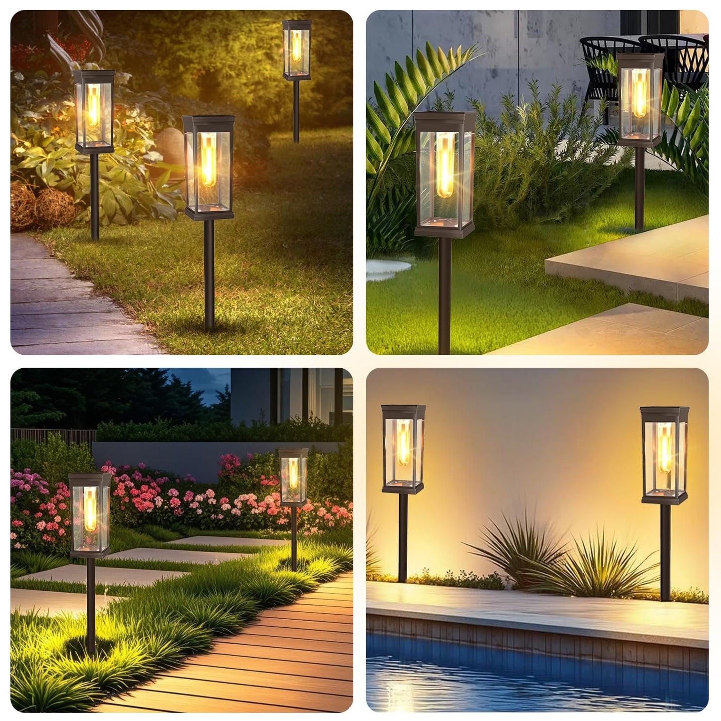 Yorezcop 8 Pack Solar Pathway Lights Outdoor,IP65 Waterproof - Bright Solar Lights Outdoor,Auto On/Off Pathway Lights Solar Powered,Solar Path Lights for Walkway Driveway Garden