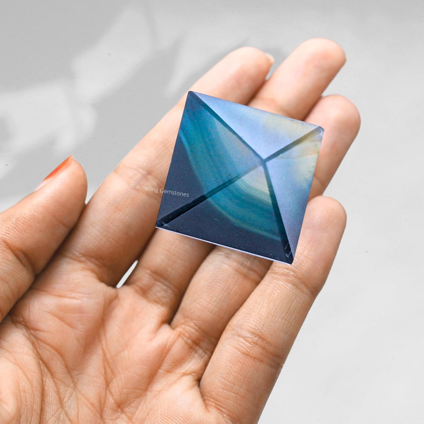 Amazing Gemstone Blue Onyx Pyramid Crystal Healing Stones - 1" Great Pyramid Figurine of Natural Stone Pyramid for Meditation, Reiki, Chakra Balancing and Crystal Pyramids Grid