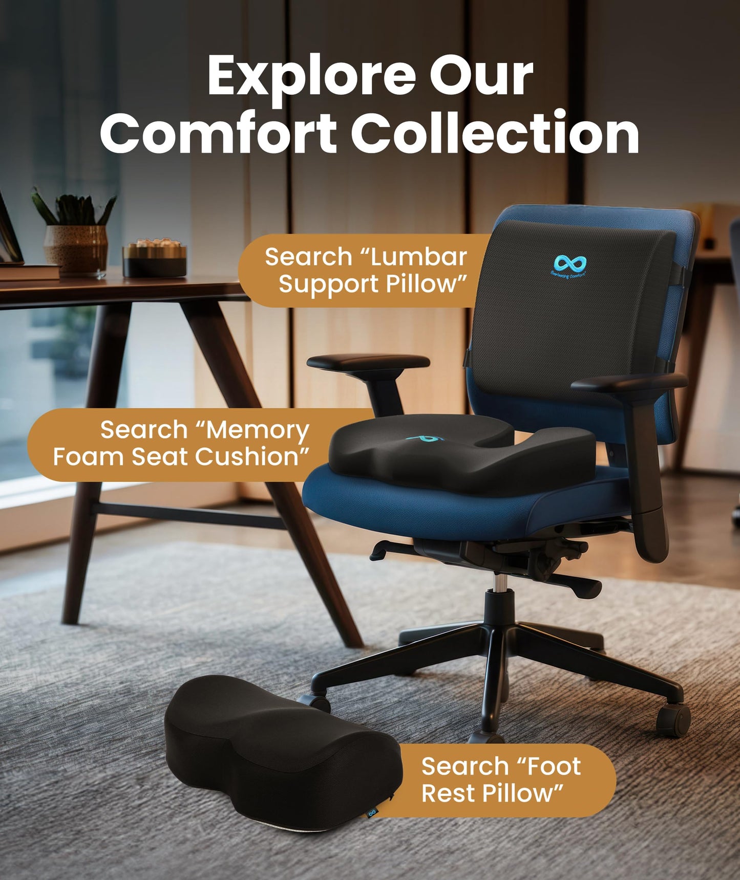 Everlasting Comfort Doctor Recommended Memory Foam Seat Cushion for Office Chairs & Car - Ergonomic Office Desk Accessories - Cushions for Tailbone Pain Relief, Sciatica (Dark Gray, X-Large)