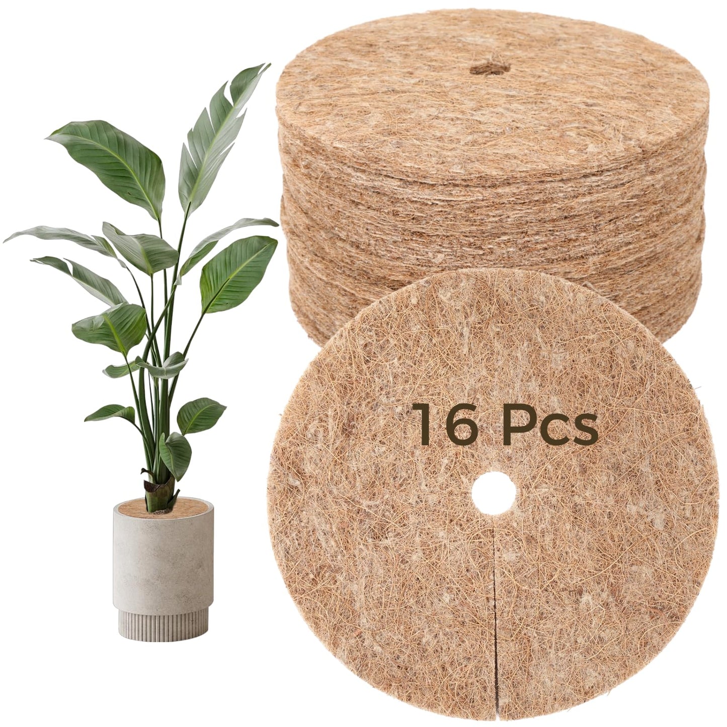 Coconut Fiber Mulch Ring, Natural Coco Coir Tree Protector Mat Tree Protection, 9.8 in Tree Rings Disc Plant Cover, Tree Rings Disc for Indoor Outdoor Plants and Landscaping