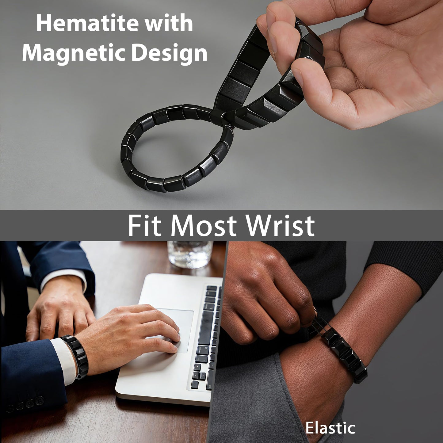 Trinckle Hematite Bracelet for Women Men, Easer Gifts Natural Hematites Stone Bracelet, 7 Inch Magnetic Hematite Bead Inspirational Jewelry Pulseras Para Hombres Reclaim Your Energy Confidence
