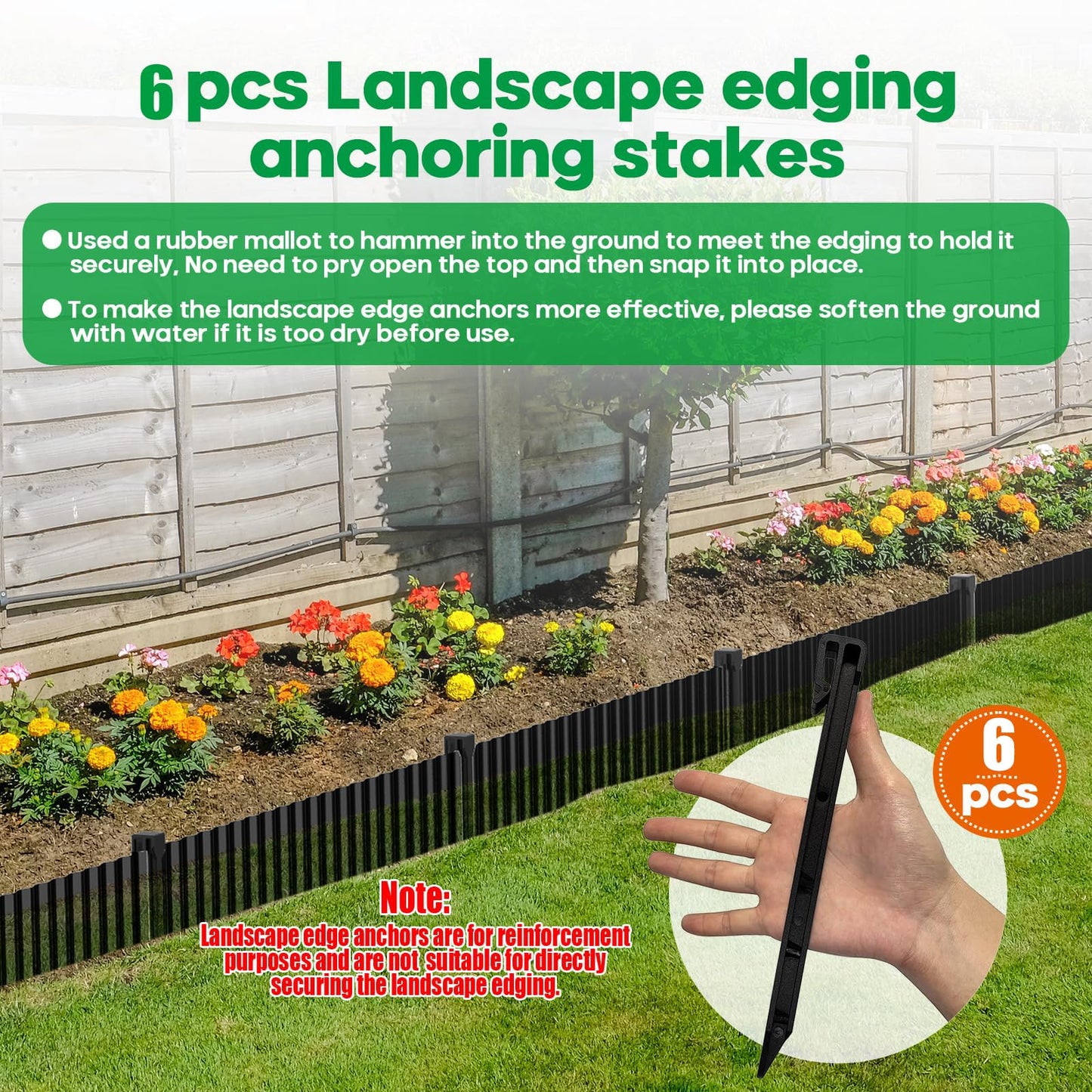 Camitlli Corrugated Metal Garden Edging,Sturdy Tall Landscape Edging Borders with 6pcs Anchor Stakes, Perfect DIY for Flower Beds, Lawn and Pathway,Tree Surrounds,Paver Edges (Black 8"×20FT)