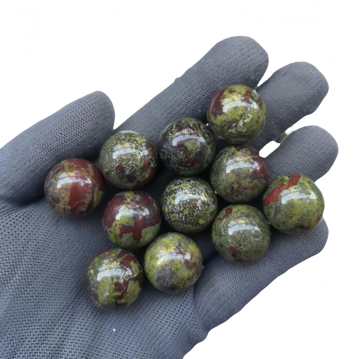 Sunshcat Natural Dragon Blood Jasper 0.78 Inchs Crystals and Healing Stone Ball Set,Home Desktop Feng Shui Array Decoration(7 Pieces) ﻿