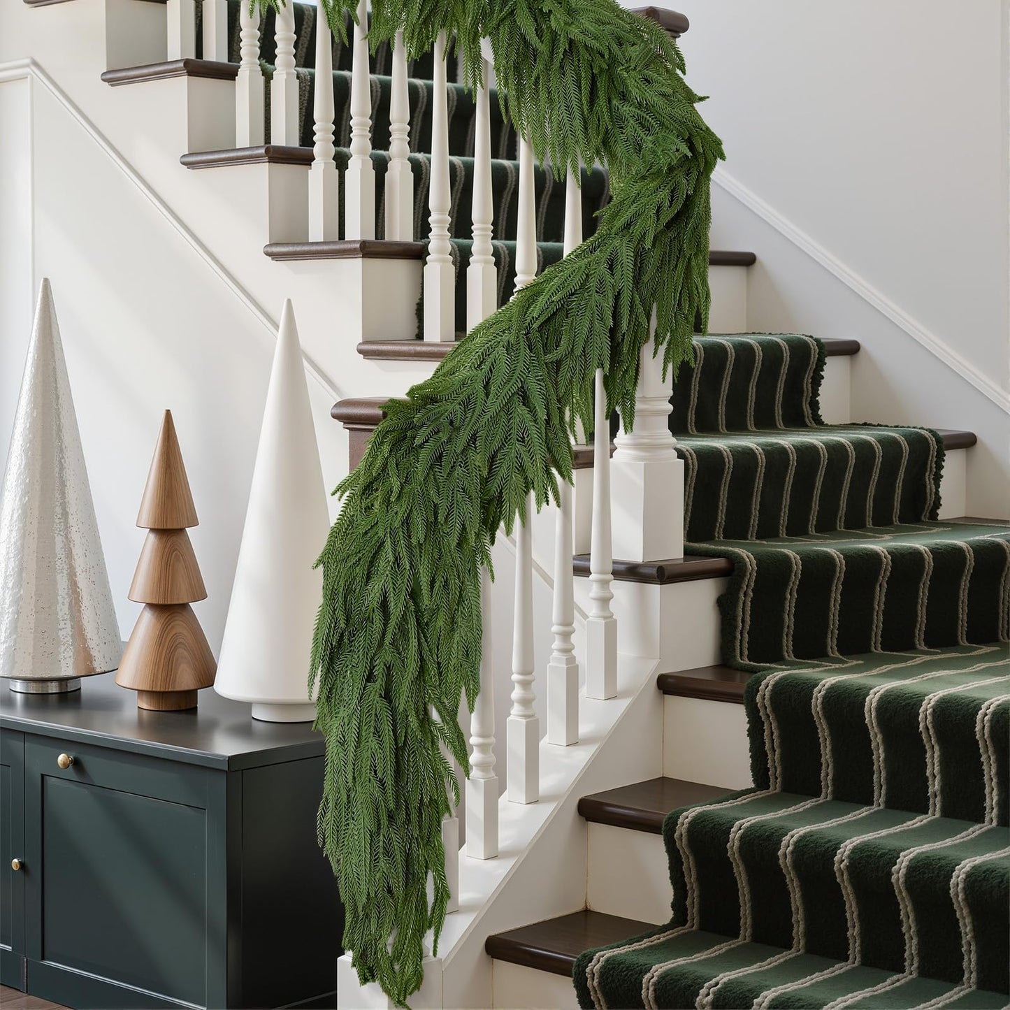 6ft Artificial Christmas Garland, Real Touch Norfolk Pine Garland - Pine Garland, Greenery Christmas Garland for Mantle, Table, Fireplace, Indoor, Outdoor Christmas Decorations