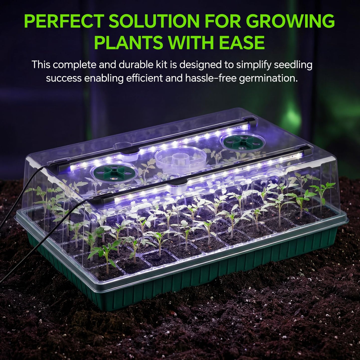VPQZUPG 2 Pcks Seed Starter Tray 120 Cells Seed Starter Kit with Grow Light, Seed StartingTrays for Seed Seedling Planting Starter, Mini Greenhouse Plant Germination Trays