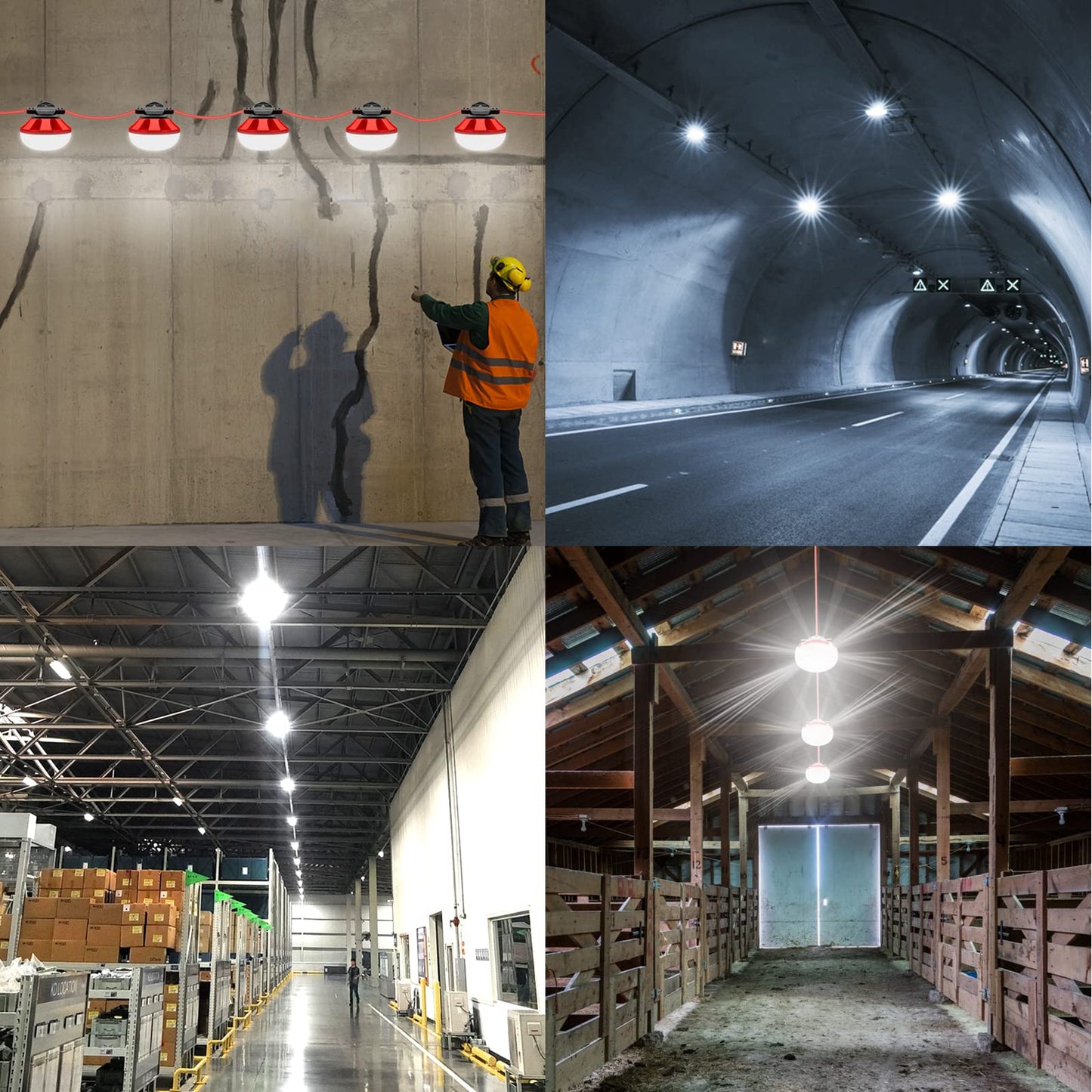 Muasdae 200FT LED Construction String Lights Temporary Lighting 20000LM Outdoor Construction Temporary Work Lights Super Bright,20 Medium Base Sockets Linkable Job Site Lighting Led Work Lights