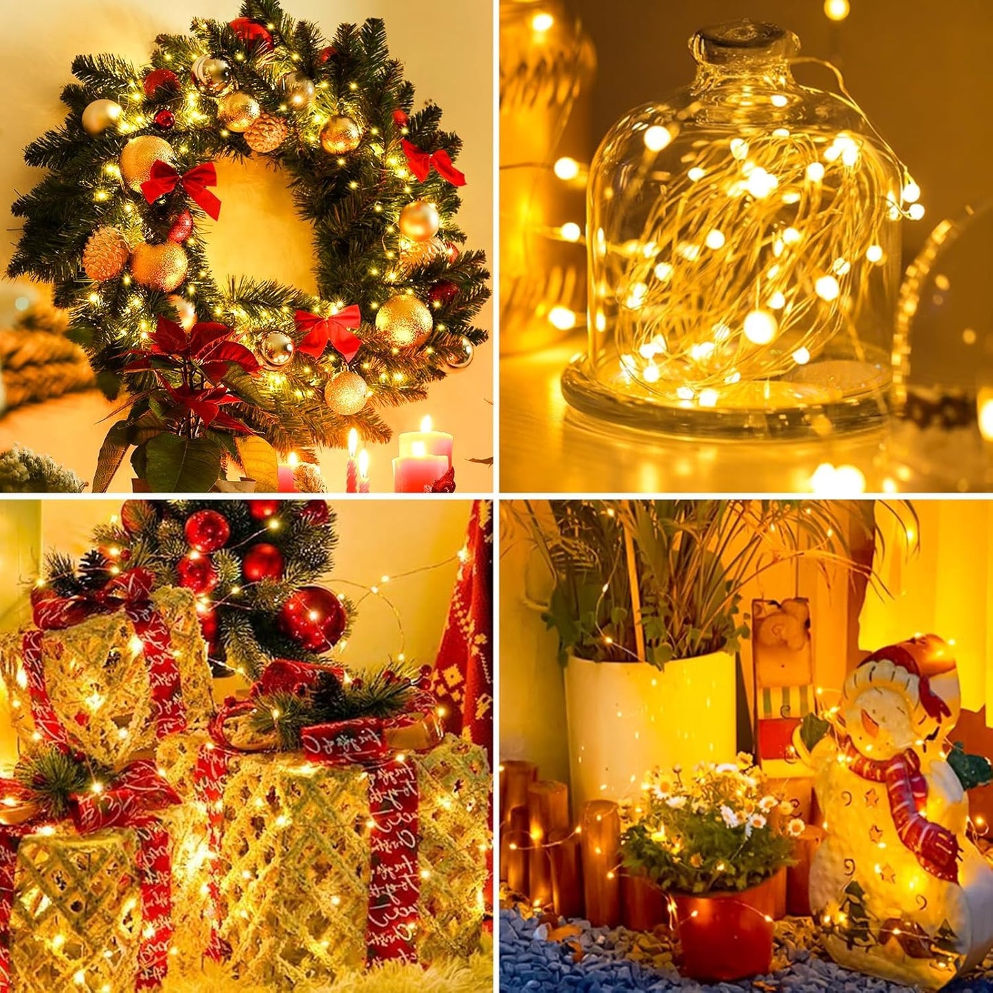 24 Pack Fairy Lights Battery Operated [3 Modes] 7ft 20 LED Mini Twinkle String Lights Waterproof Silver Wire Firefly Starry Lights for Wedding Party Mason Jars Christmas Decorations, Warm White