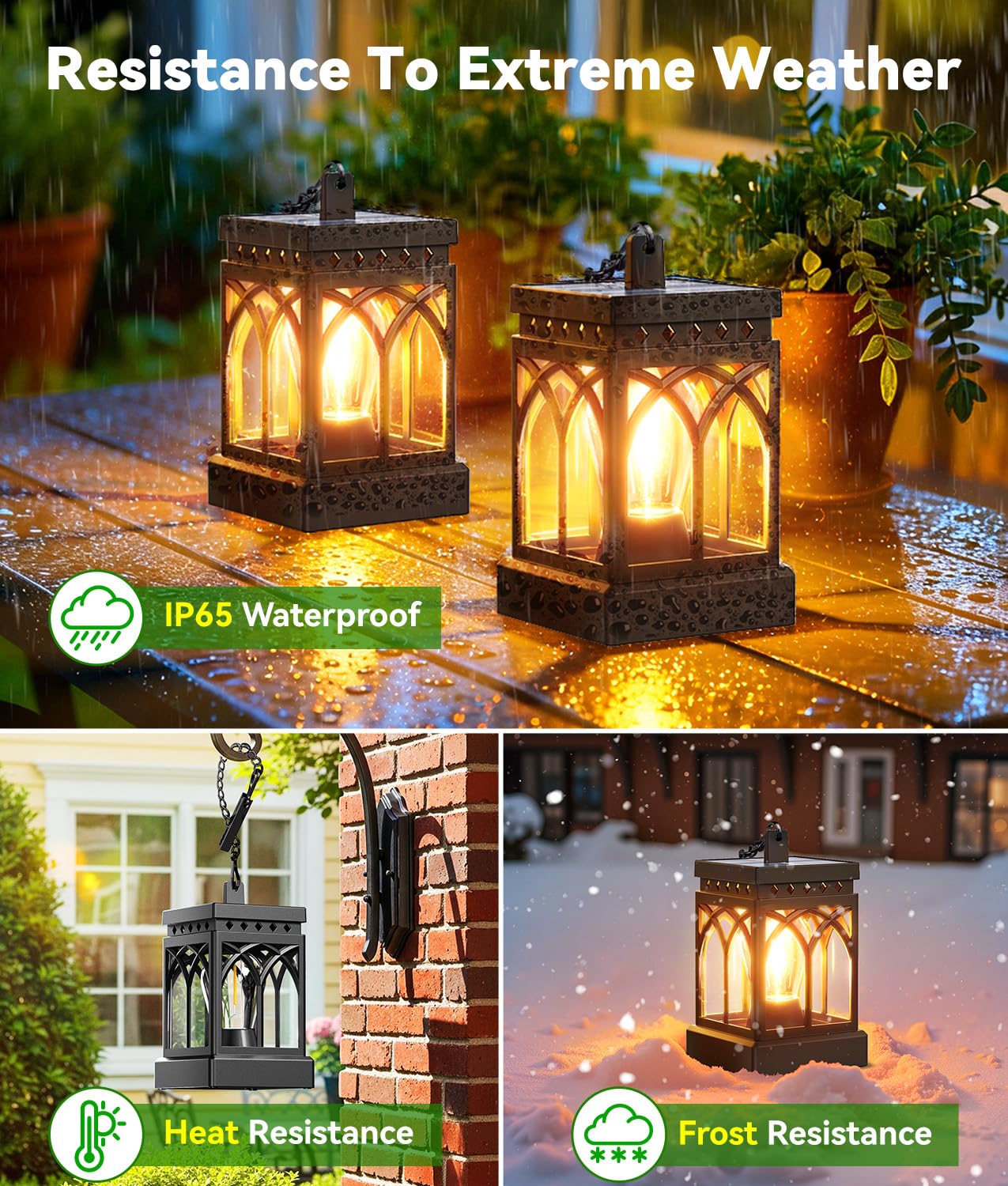 KOOPER 4 Pack Solar Lanterns Outdoor Waterproof, Brighter Hanging Solar Lantern Lights for Outside, Auto ON/Off Lanterns Decorative Outdoor for Garden Table Yard Path Tree Patio Lawn Decor, Gifts