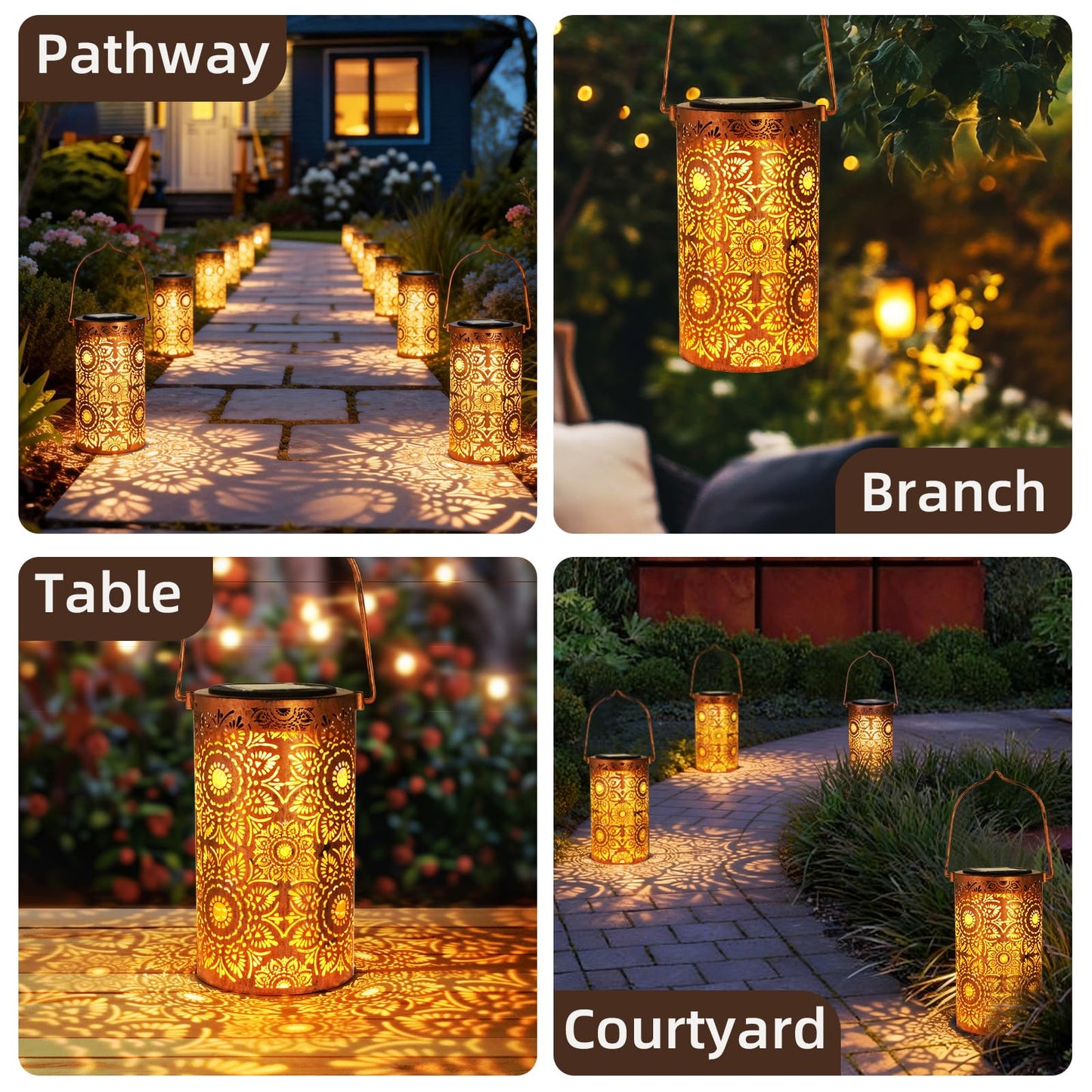 DIBIEECN Mothers Day Gifts for Mom, Birthday Gifts Grandma Ladies Solar Lanterns Outdoor Hanging Hollowed-Out Metal Waterproof LED Garden Decor Outside for Patio Yard Porch, Sunflower, 1 Pack