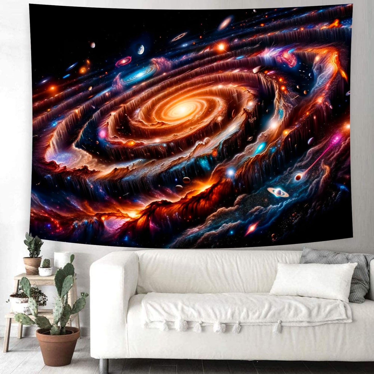 Delur Galaxy Tapestry Spiral Universe Planet Starry Sky Wall Hanging Tapestry Outer Space Nebula Cosmic Psychedelic Abstract Headboard for Bedroom Living Room Home Decor (51.2" x 59.1")