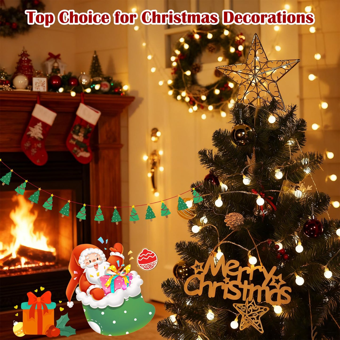 33FT 100LED Christmas Lights Indoor, Globe String Lights for Bedroom 8 Modes with Remote, Outdoor Hanging Fairy Lights for Room Wedding Garden Christmas Tree Party Decor, Warm White