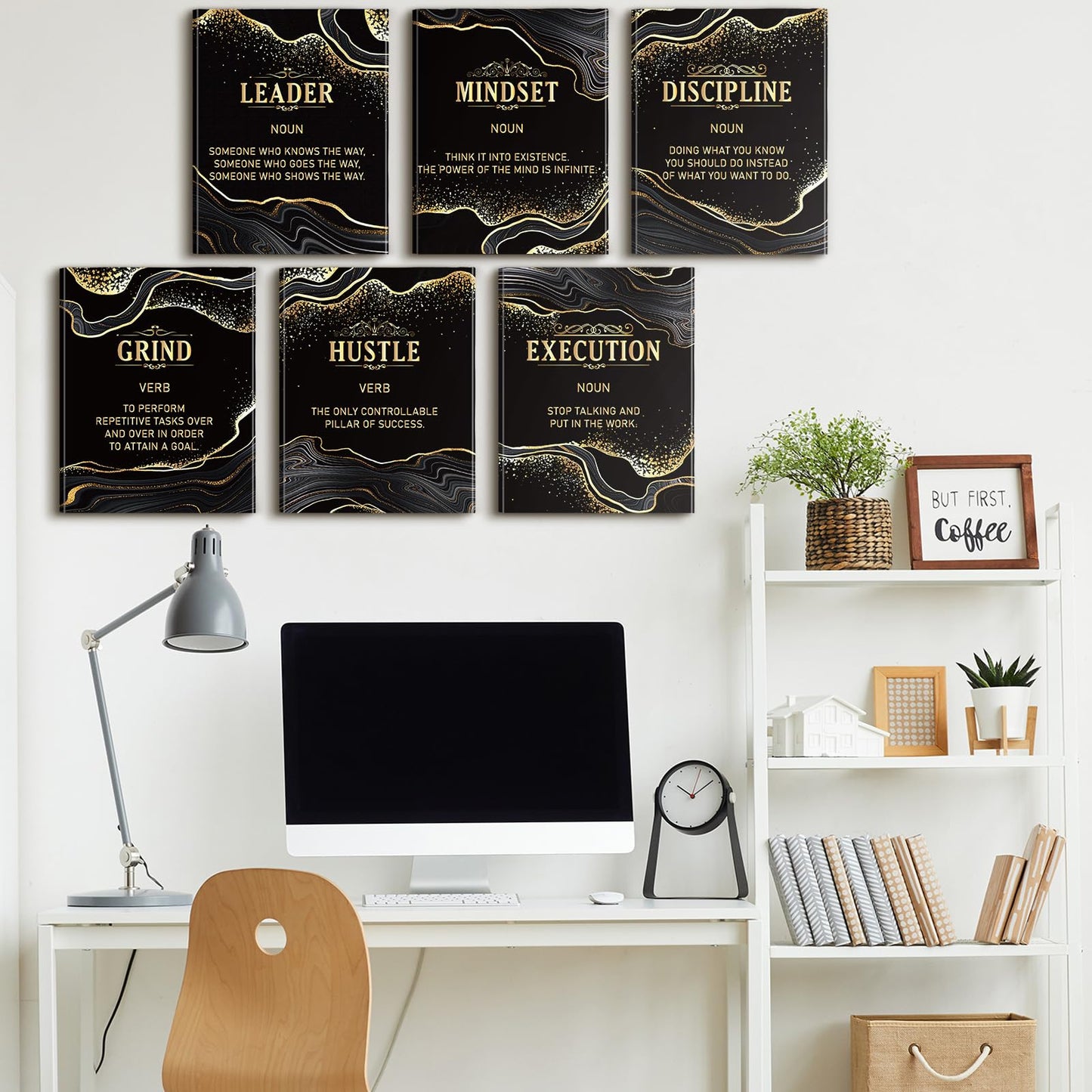 Geyoga 6 Pcs Inspirational Office Wall Art Motivational Quotes for Living Room Motivational Wall Decor Encouraging Canvas Posters Sayings for Wall Decor for Home Office 10 x 8 Inch