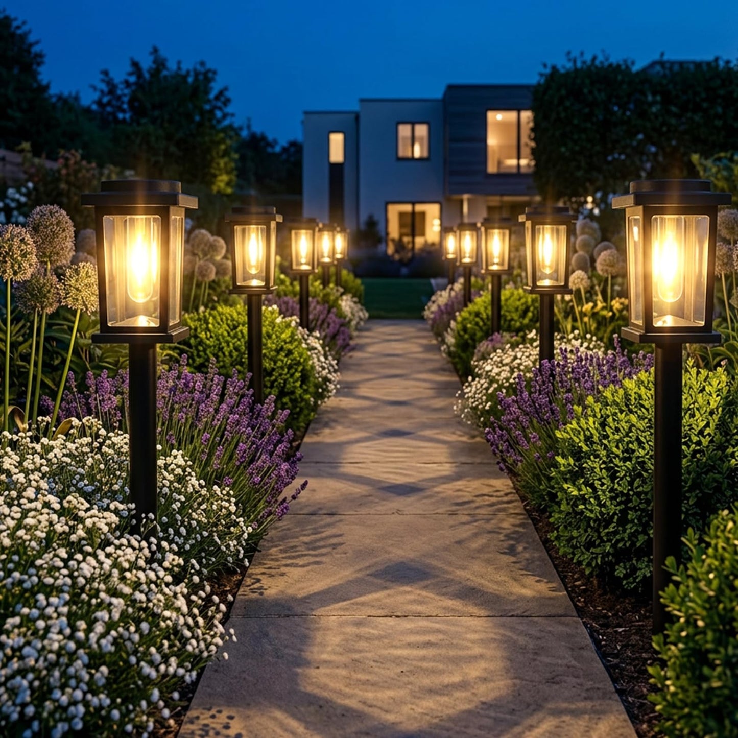 Melunar Solar Pathway Lights Outdoor, 8 Pack Solar Powered Garden Lights Waterproof, Auto On/Off Outdoor Landscape Lights for Patio, Walkway, Driveway, Lawn, Pool Decor. (Warm White)