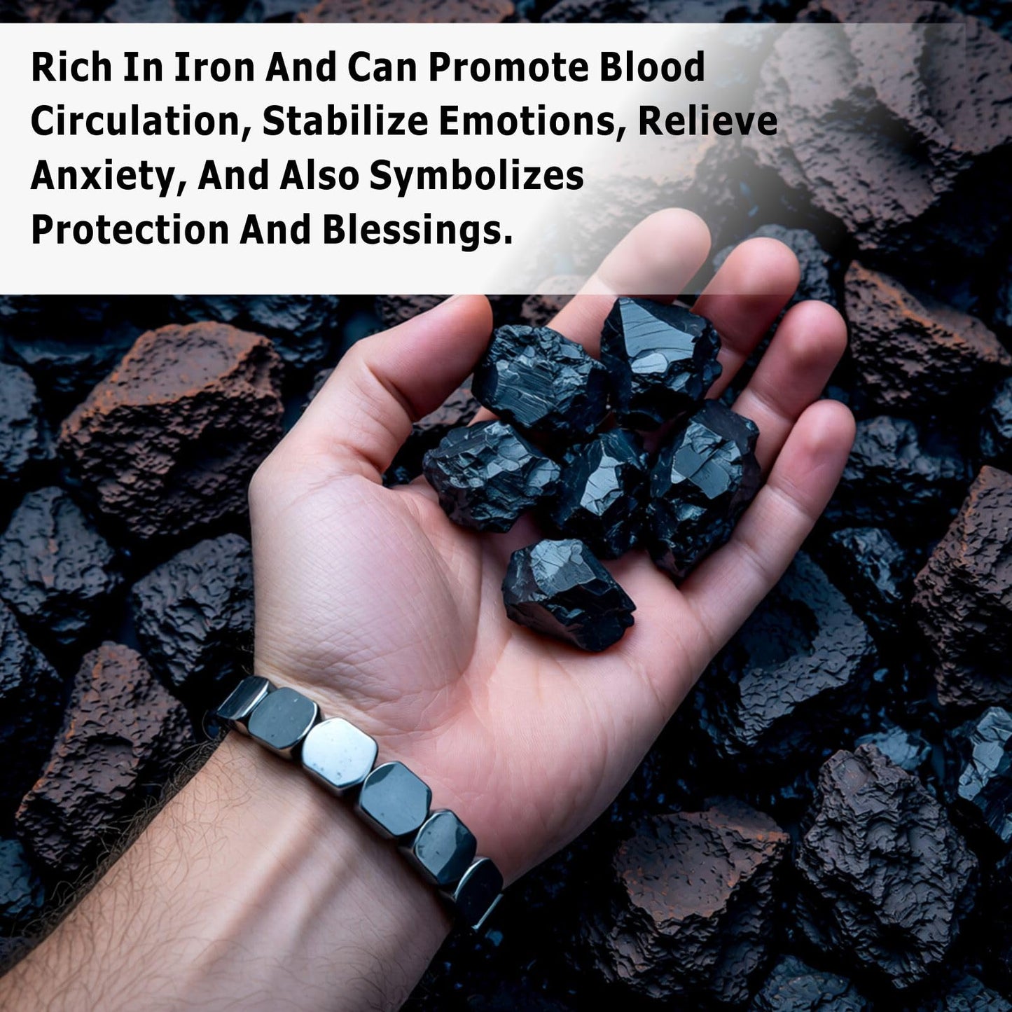 ZOYYE Men's Hematite Bracelet - 2-Piece Set of Natural Stone Bead Stretch Bracelets, Healing Crystals to Ignite Masculine Energy and Confidence, Natural Gemstone Jewelry Men