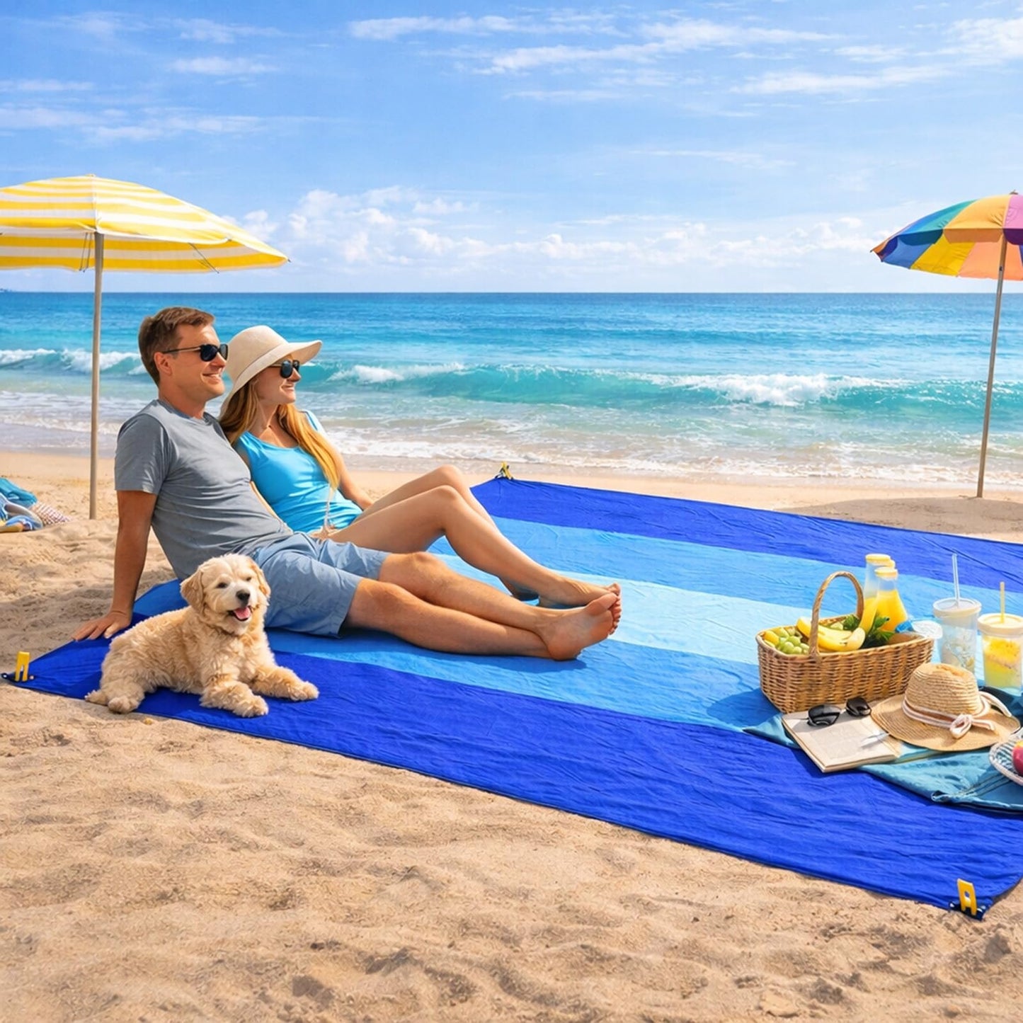 Livtoch Beach Blanket Sandproof Waterproof 79" x 55", Portable Picnic Mat Mat, Sand Free Quick Drying Camping Blanket, Lightweight Beach Essentials for Picnic & Travel