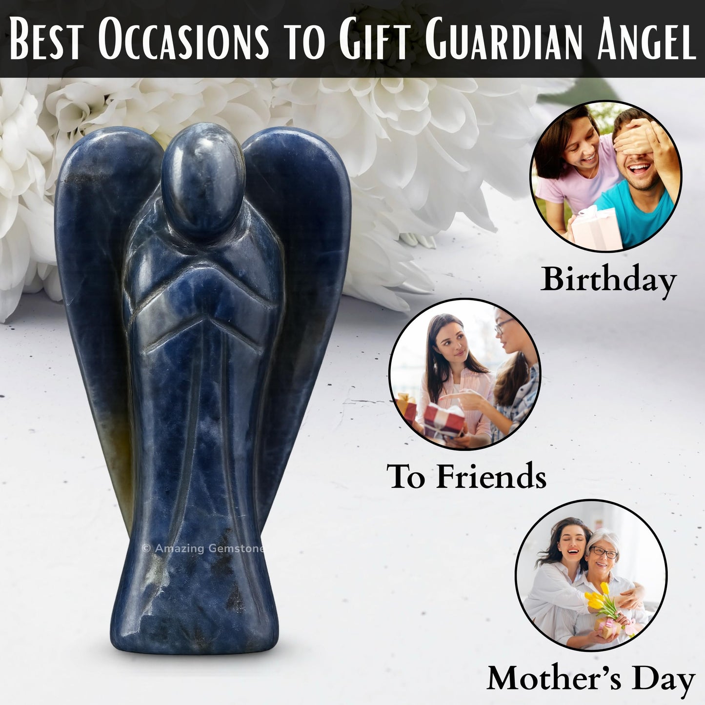 Amazing Gemstone Iolite Angel - Iolite Crystal Angel and Pocket Guardian Angel Crystal Figurines (1.5 inches)