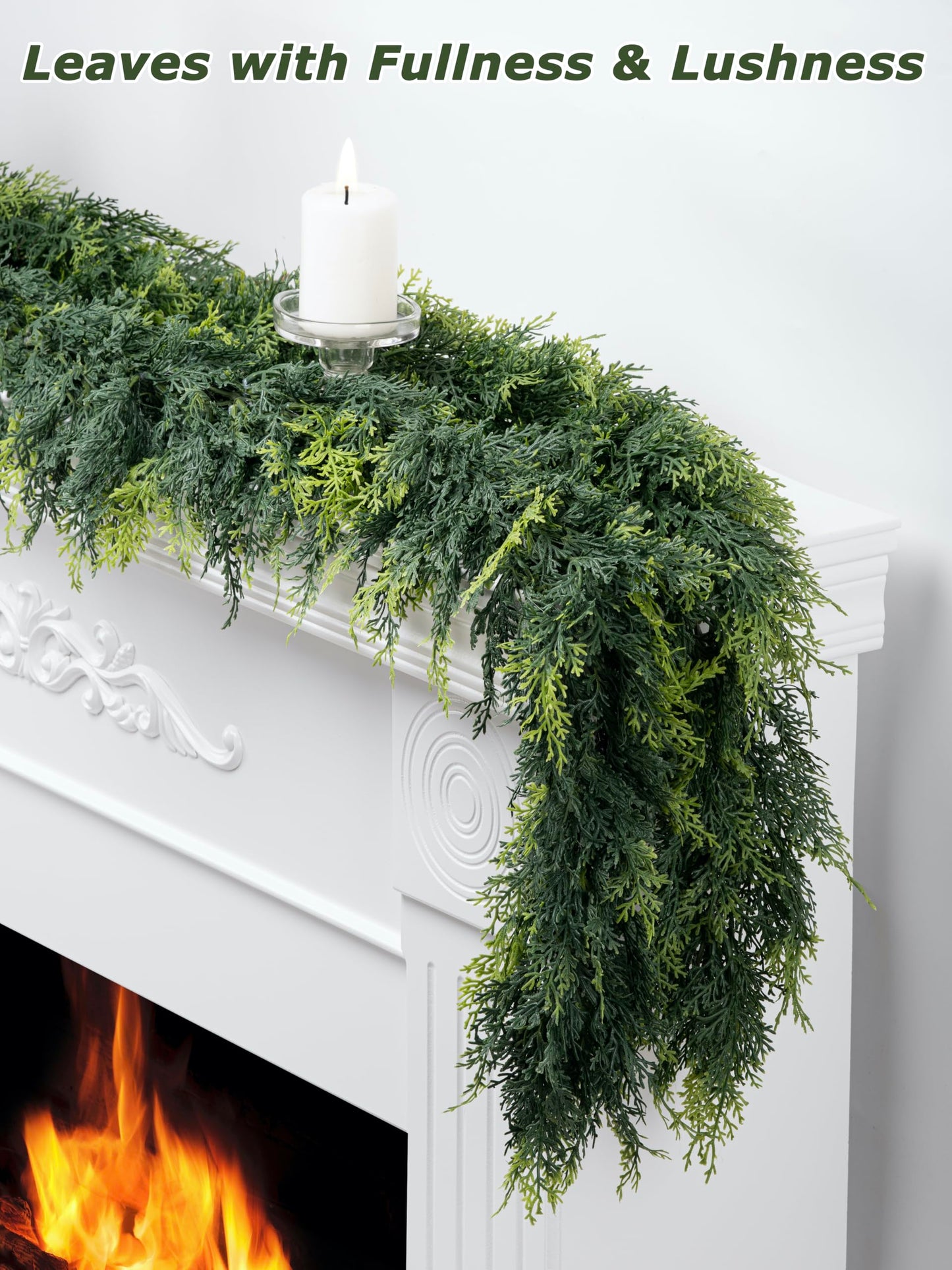 Lescli 6ft Artificial Cedar Garland, Real Touch Pine Garland, Christmas Faux Greenery for Mantle, Fireplace Wall, Table Decor, Christmas Decorations, DIY Crafts