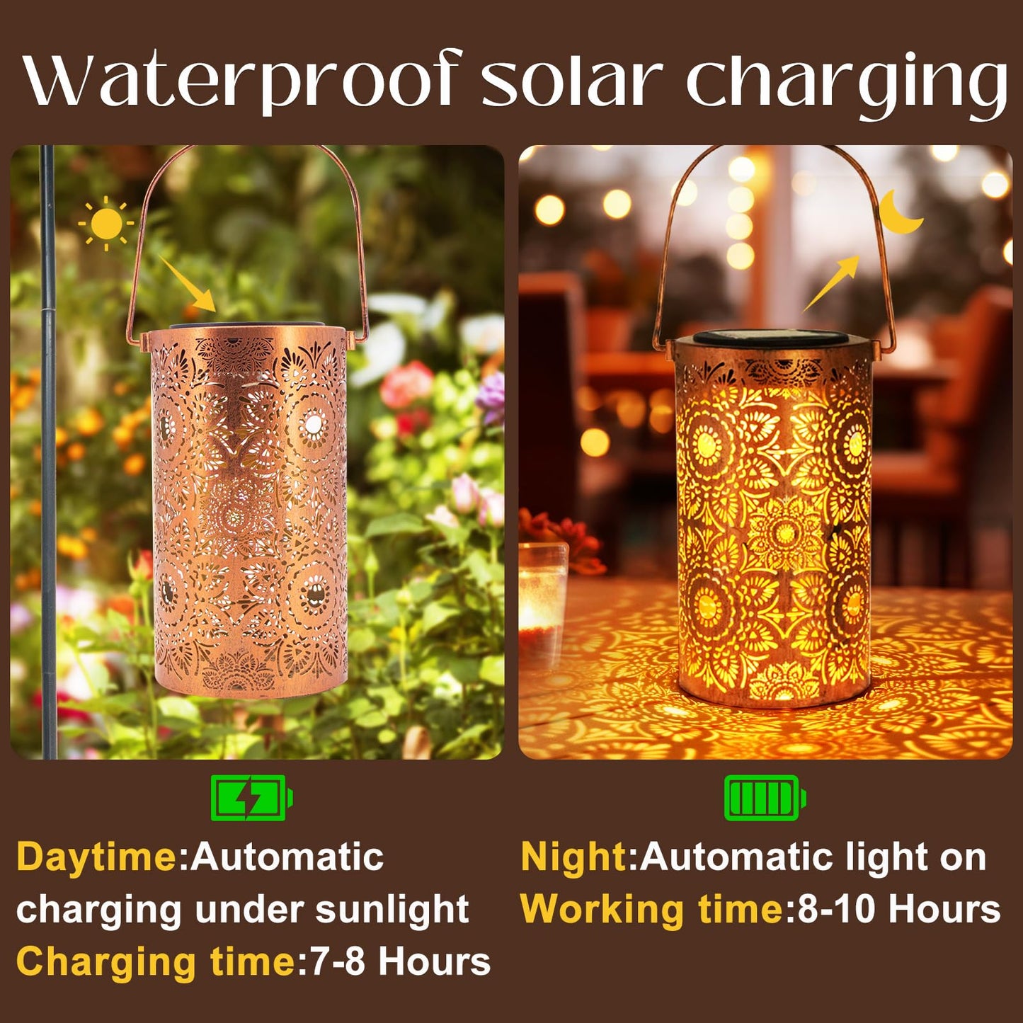 DIBIEECN Mothers Day Gifts for Mom, Birthday Gifts Grandma Ladies Solar Lanterns Outdoor Hanging Hollowed-Out Metal Waterproof LED Garden Decor Outside for Patio Yard Porch, Sunflower, 1 Pack