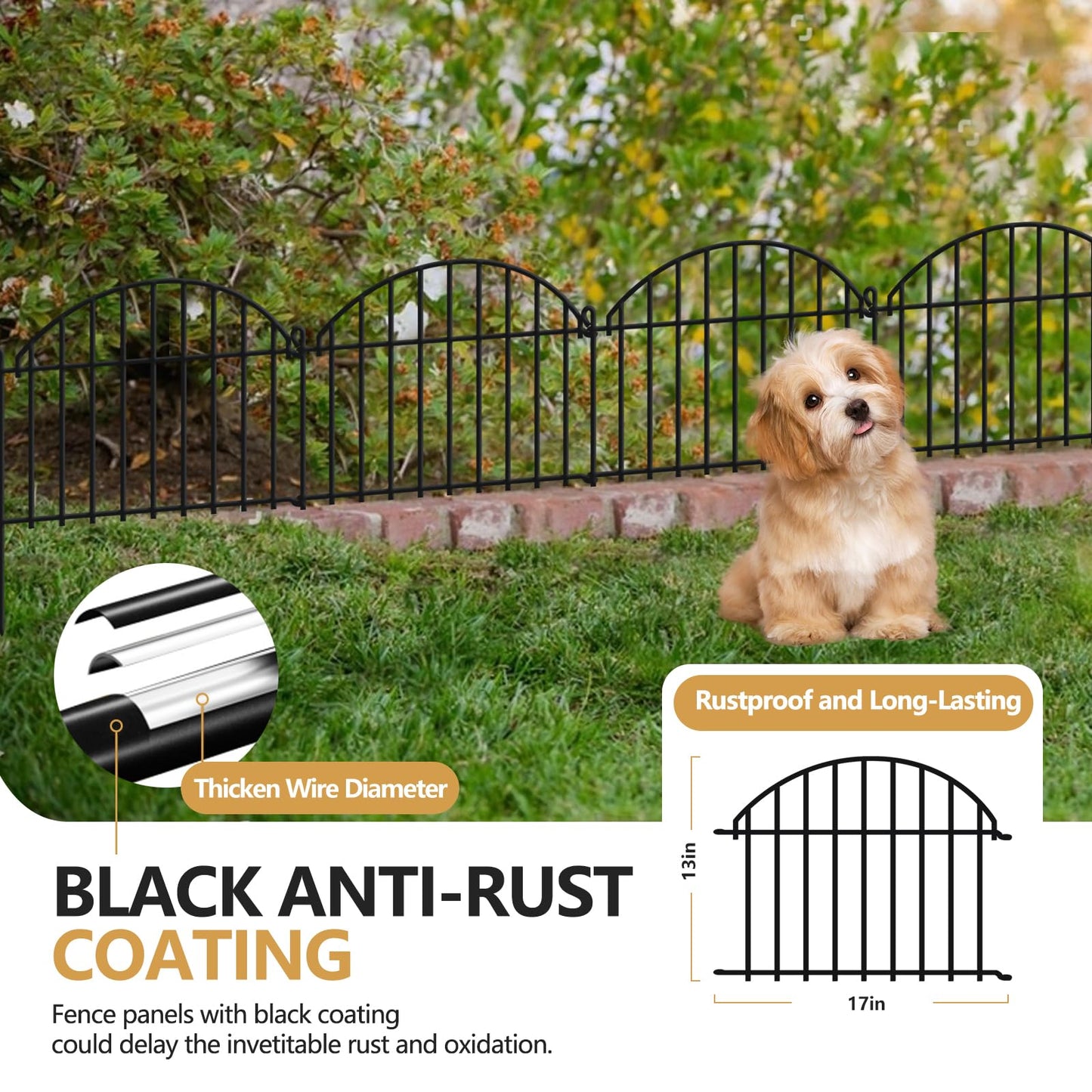 32 Panels Garden Fence, 45ft x 20in Animal Barrier Fences for Rabbits Dogs, Rustproof Metal Gardens Border Fencing, Arched Decorative Flower Bed Edging Barriers for Outdoor Yard Patio