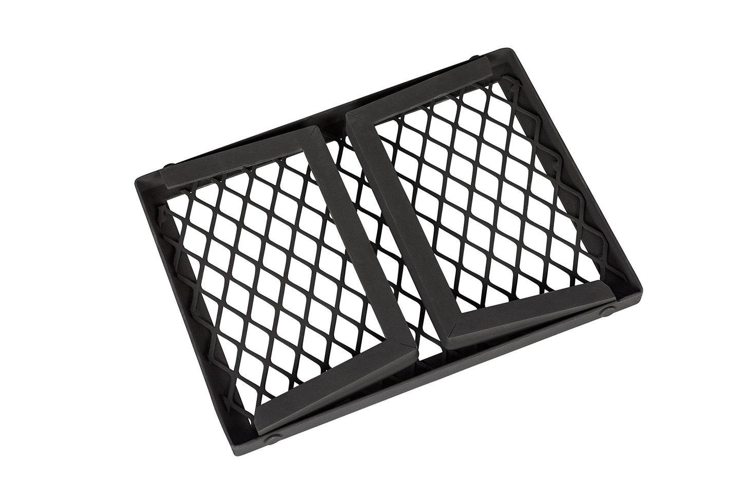 Amazon Basics Heavy-Duty Portable Camping Grill Grate for Outdoor Open Flame Cooking, Foldable, Sturdy, 15.9" x 12.2", Black