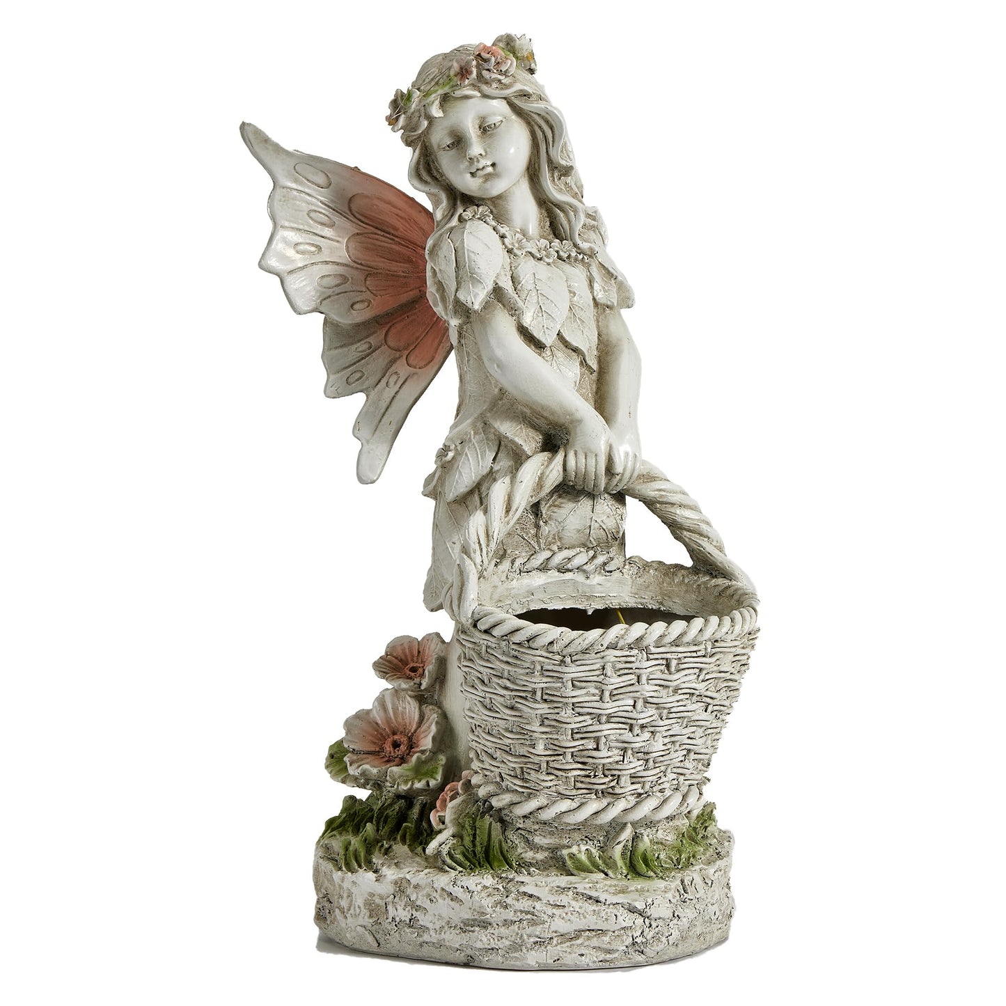 Garden Statue with Planter, Fairy Sculpture Flower Pot with Solar Light for Home Garden Planter Decoration, Yard Decor,Resin H 15 Inch (Fairy with Planter)