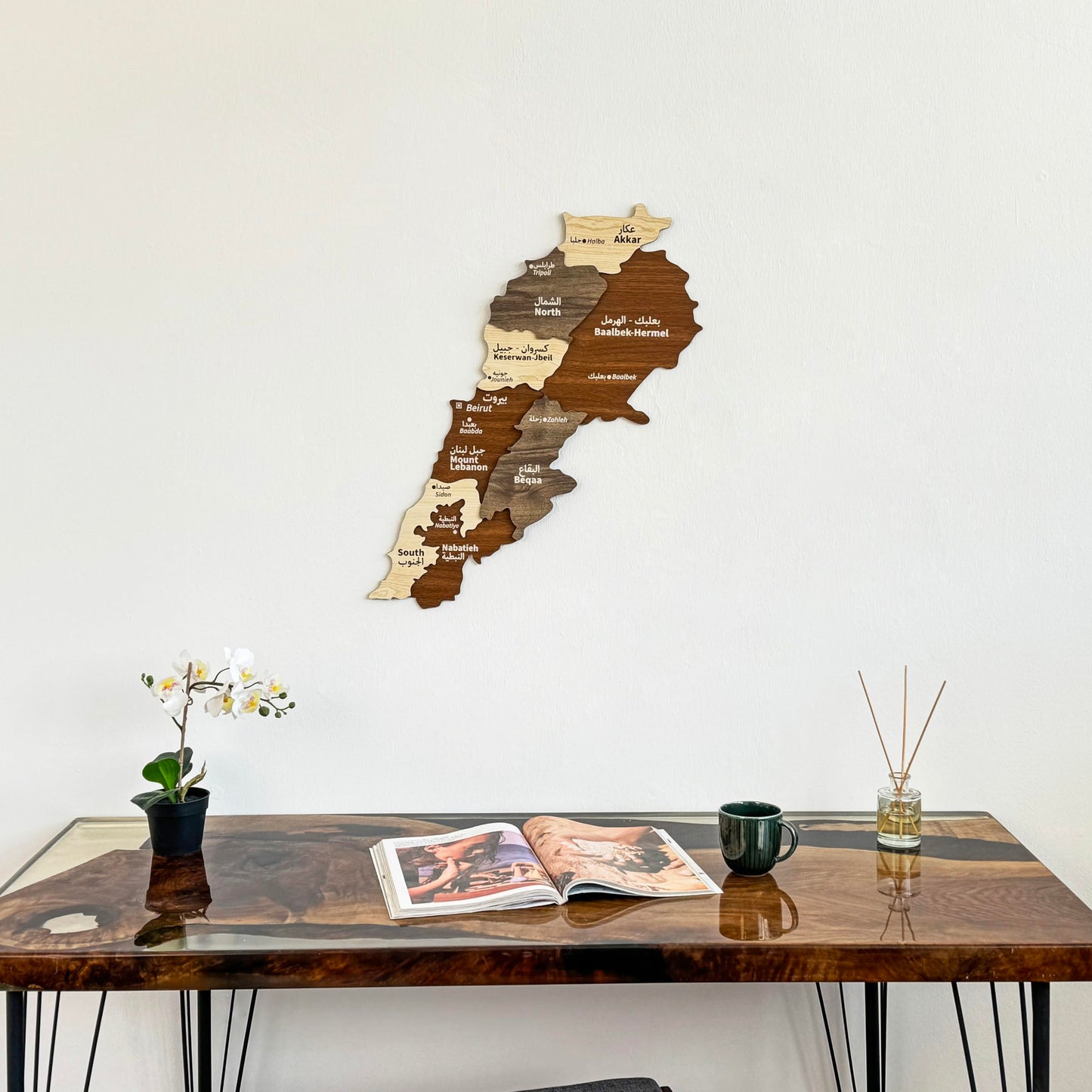 3D Lebanon Wooden Country Map Wall Art, Wooden Wall Art of Lebanon, Traveler Wall Decor with Pins, Ideal for Home, Office, Housewarming Gift for Lebanese (35.4" x 29.1"| 90 x 74 cm)