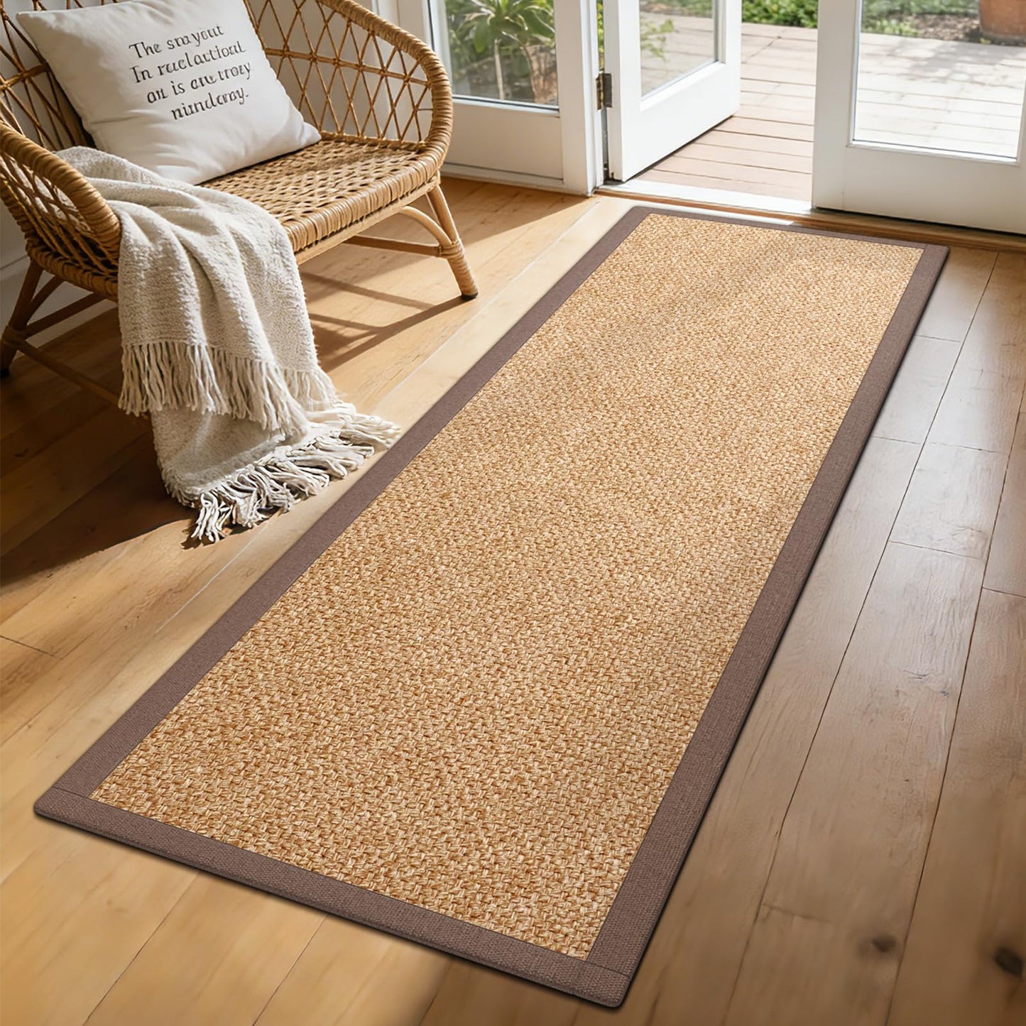 YDKGL Washable Hallway Runner Rug 2x6 Jute Like Kitchen Runner Mat Rugs Non Slip, Woven Soft Entryway Farmhouse Runner Boho Floor Carpet for Indoor Laundry Hall Backdoor Bedroom Living Room, Brown
