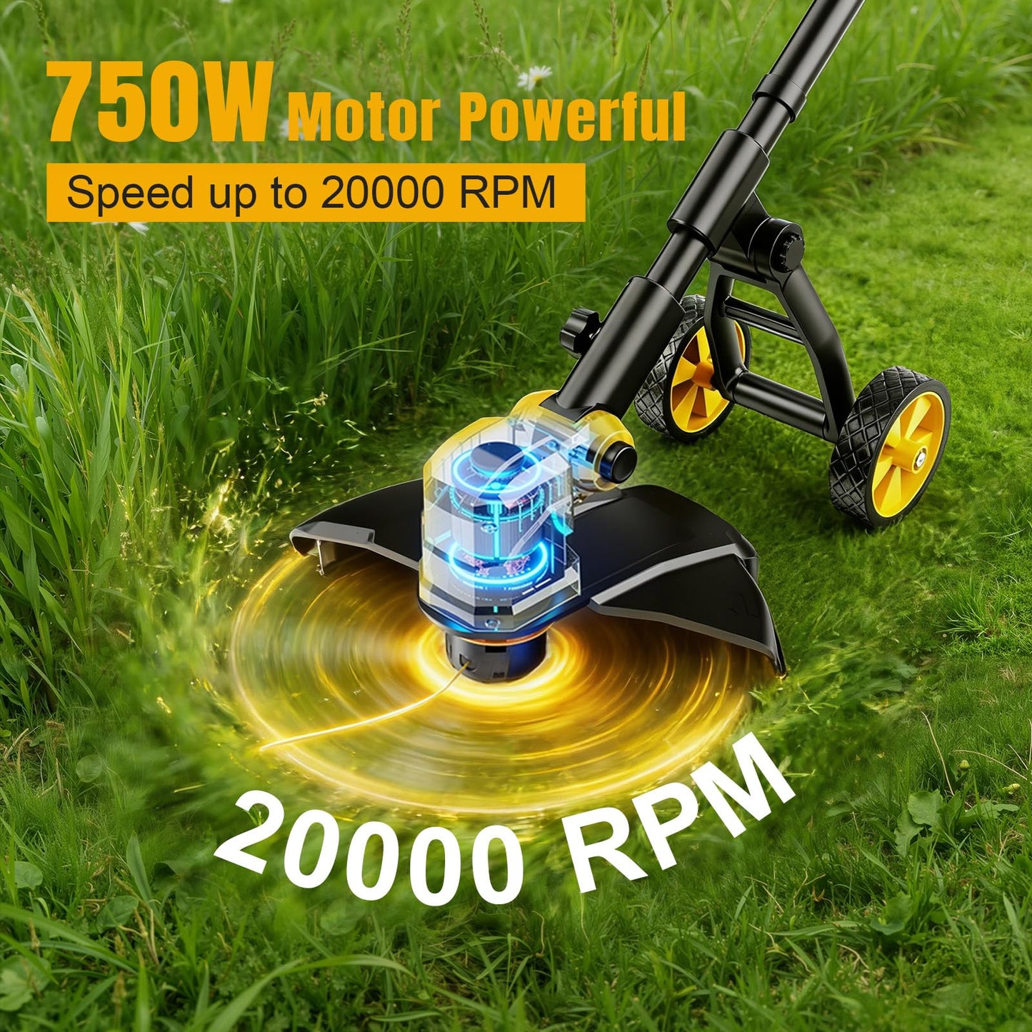Cordless String Trimmer & Lawn Edger for Dewalt 20V Battery (NO Battery), 14" Electric Weed Eater and Edger Battery Powered, 3 in 1 Lawn Tool Wheeled with 8 Pcs Grass Cutter Spool Line for Yard Garden