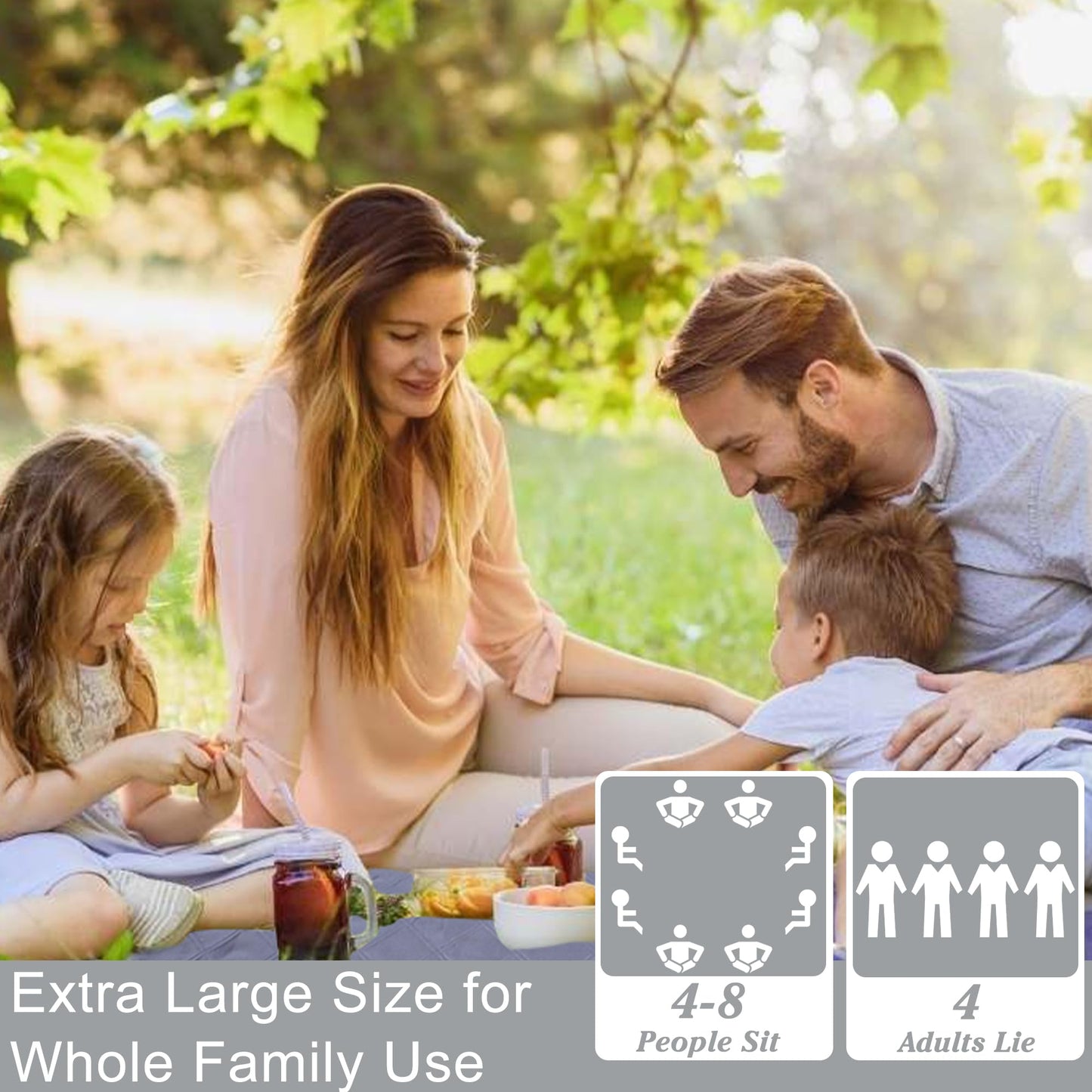 ALLBFENG Waterproof Picnic Blanket 80 * 60 in Portable with Carry Strap for Beach Mat or Family Outdoor Camping Party, Park Blanket for Grass Park, Hiking, Travel