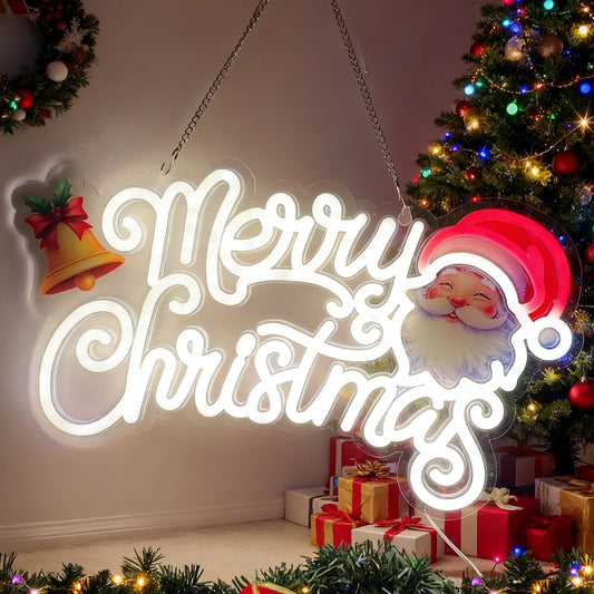 Merry Christmas LED Neon Sign Lights for Christma Festive Holiday Decoration Bedroom Wall Decor Christmas Gifts for Mom Kids Dorm Living Room Cafe Bars Party Decor (16.2 * 9.2in)