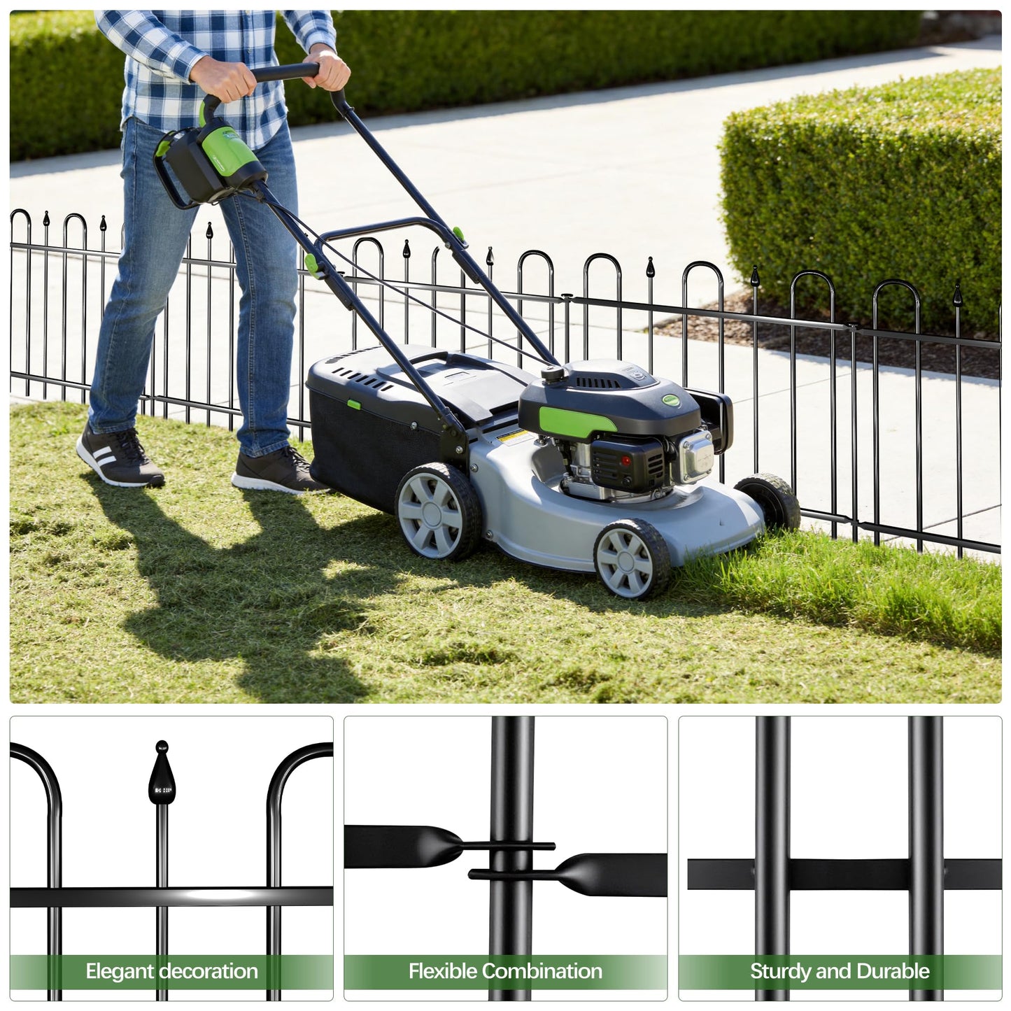 24.3ft(L) x 24in(H) 10 Panels Metal Rustproof Decorative Garden Fence, No Dig Animal Barrier Fence, Outdoor Border Fence Panels with Ground Stake, for Pets, Flower Bed, Yard, Patio