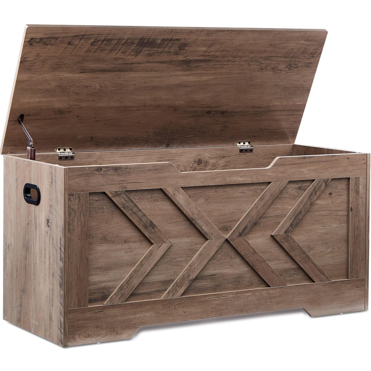 XDliv 39.4” Storage Bench, Extra Large Entryway Bench with Storage,Storage Chest with 2 Safety Hinges,Blanket Storage,Shoe Storage Chest for Bedroom,Living Room,Easy Assembly. (Greige)