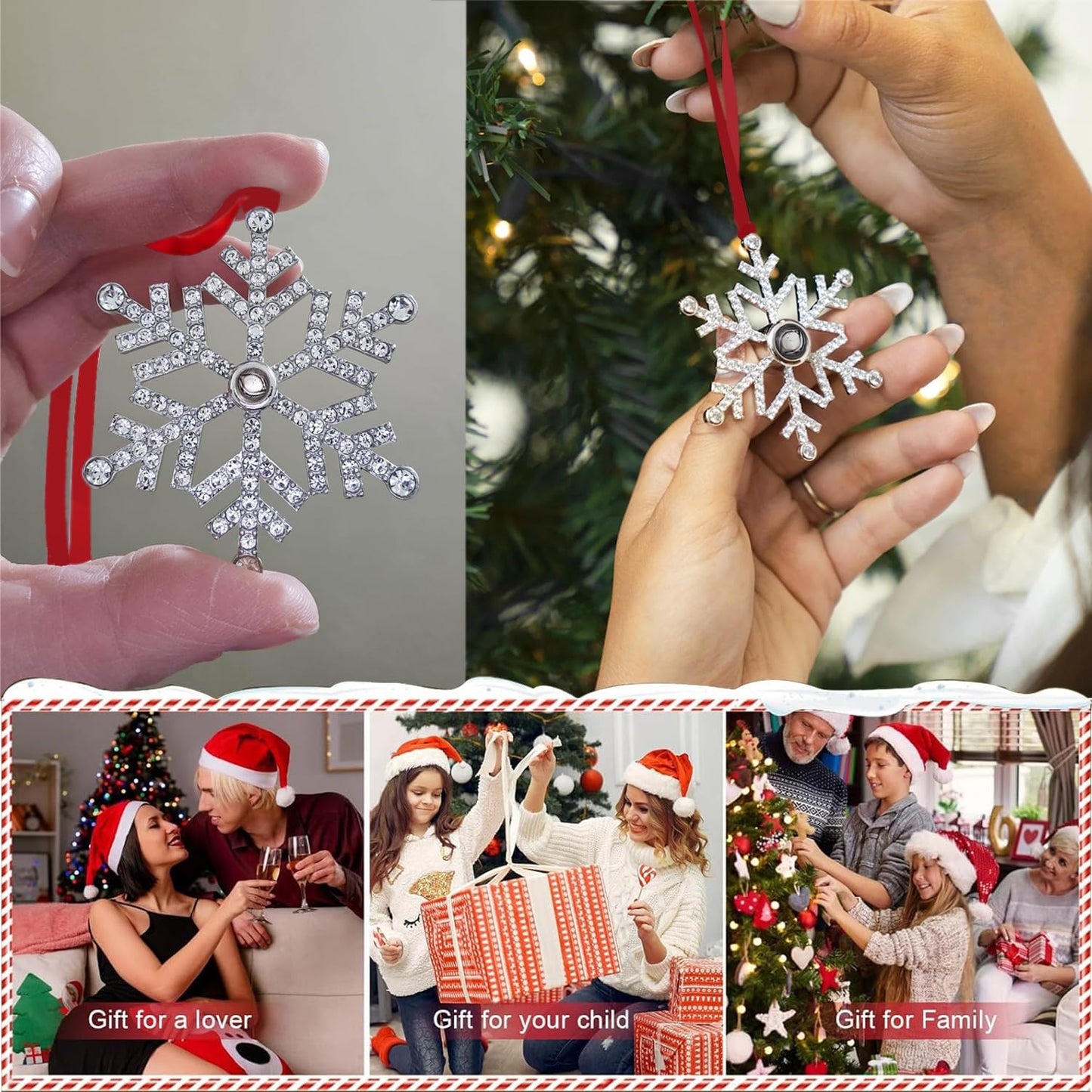 3PCS Metal Snowflake Christmas Hanging Ornaments Set Christmas Tree Ornaments Decorations Xmas Glitter Hanging Ornaments Gifts Birthdays Winter Parties Home Holiday Decor (Snowflake,3)