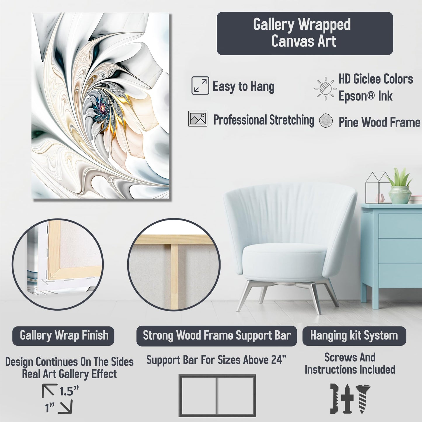 DesignQ Modern Scandinavian Wall Art, Serene Art Of Modern Scandinavian In Minimalism, Beige Canvas wall art, 44x34 inches