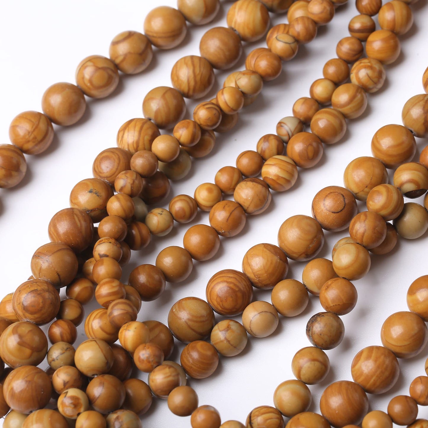 10MM Woodgrain Jasper Round Loose Beads Natural Gem Beads Crystal Energy Stone Beads for Jewelry Making DIY Bracelet Necklace