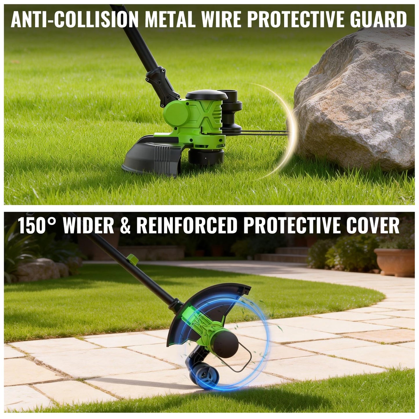 12" Cordless Weed Wacker String Trimmer with 2x5.0ah Battery and Charger, Electric Grass Trimmer 20V Battery Powered Weed Eater String, Edger Lawn Tool Grass Cutter with 8pcs Line Lawn Mover