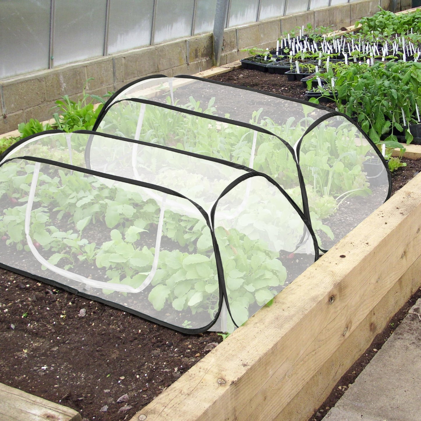 45" x 22" x 16" Pop Up Garden Rows Plants Cover, Raised Garden Beds Vegetable Rows Plant Protector, Insect Bird Barrier Plant Net Cage with Stakes for Protecting Seedlings Fruits Vegetable Row