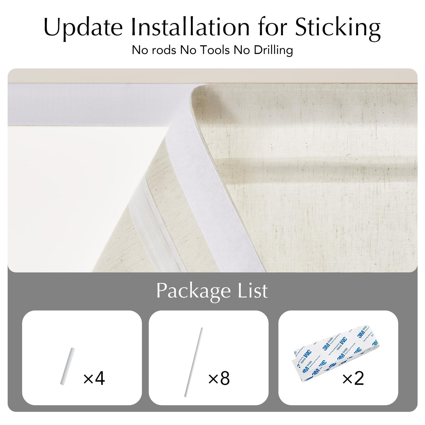 NICETOWN Linen French Door Curtain No Drill Roman Shades for Windows, Ivory Solid Cordless Blinds for Farmhouse Door Window Covering with Light Filgtering, W26 x L40, 1Pc