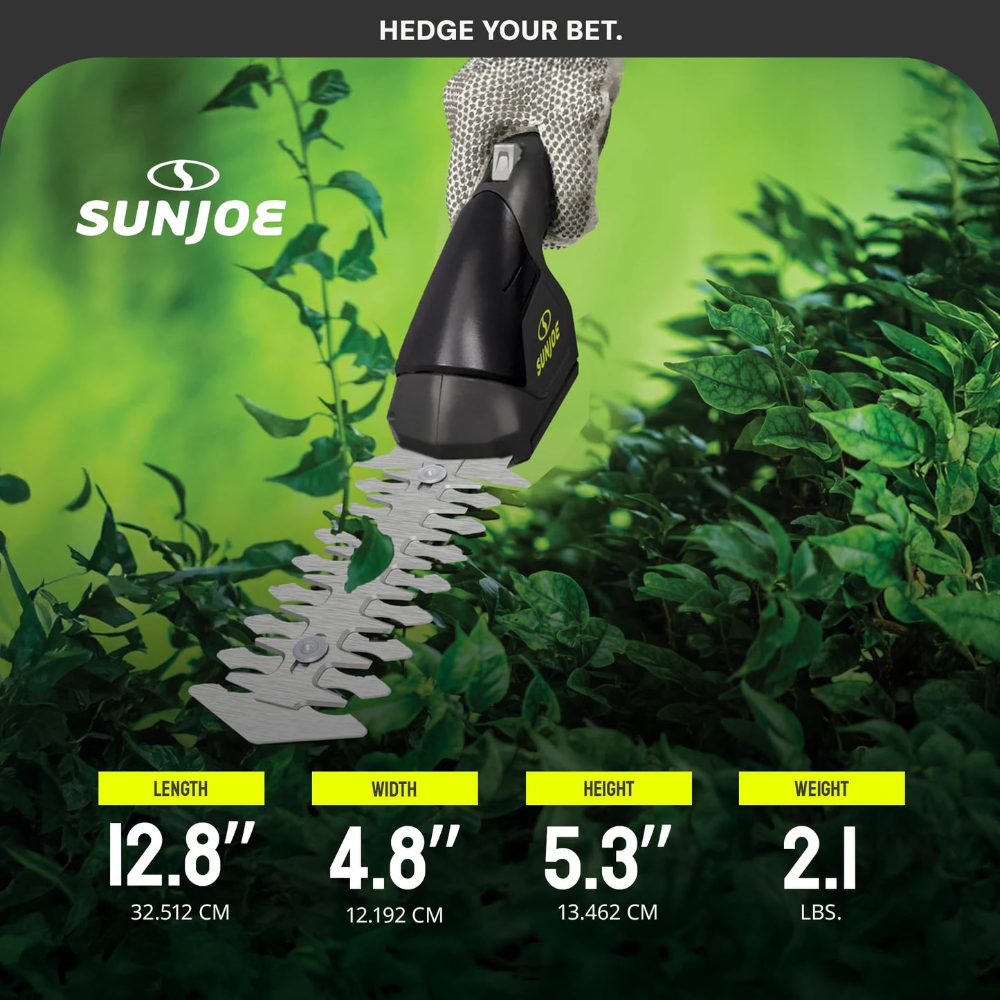 Sun Joe HJ604C Cordless Grass Shears and Hedge Trimmer, 2-in-1 Handheld Shrub Trimmer, 7.2V Lithium-Ion Battery, 1250 RPM Steel Blades, Charger Included